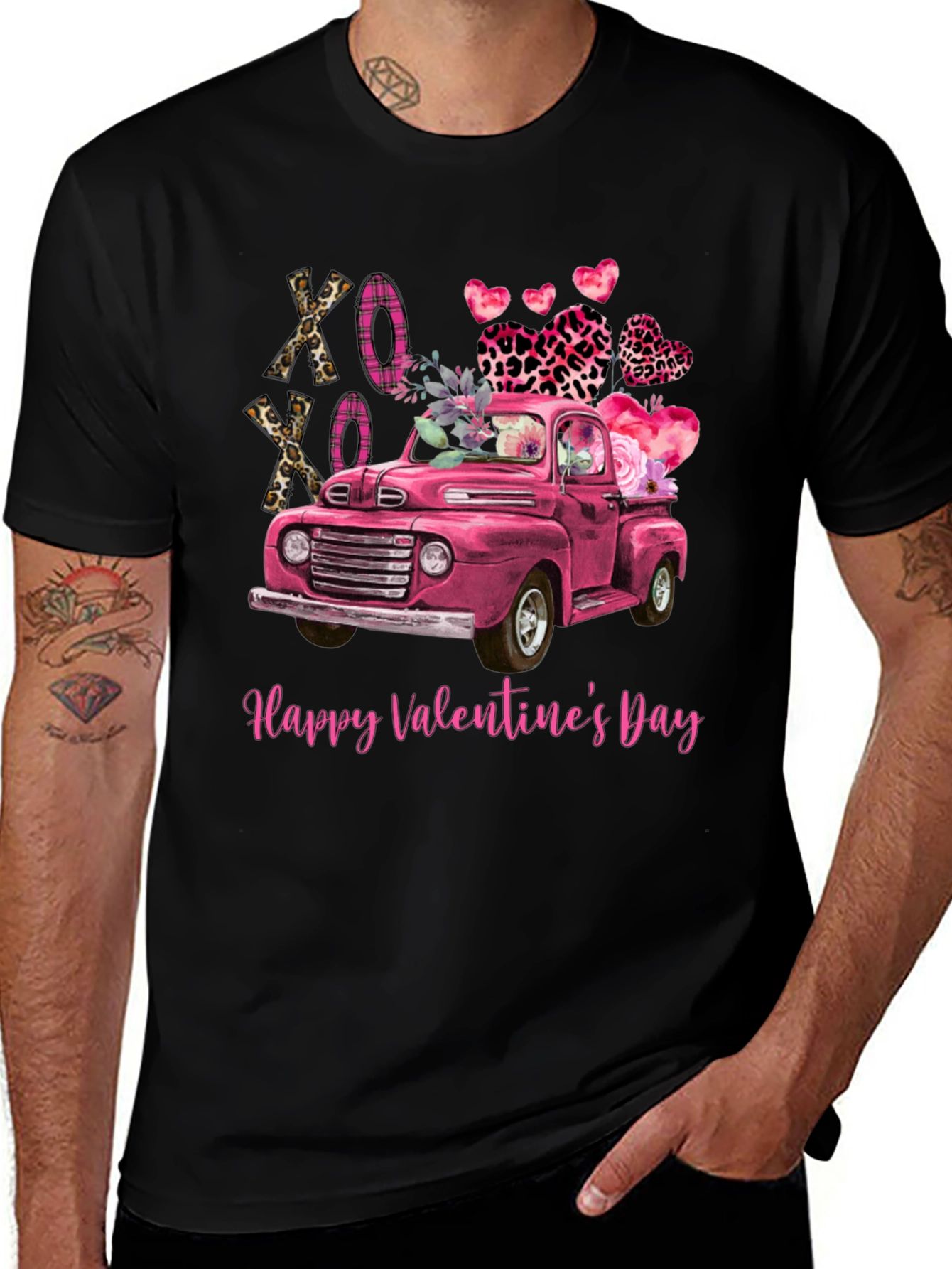 Variant 22 of Valentine's Day Pink Truck Graphic T-Shirt