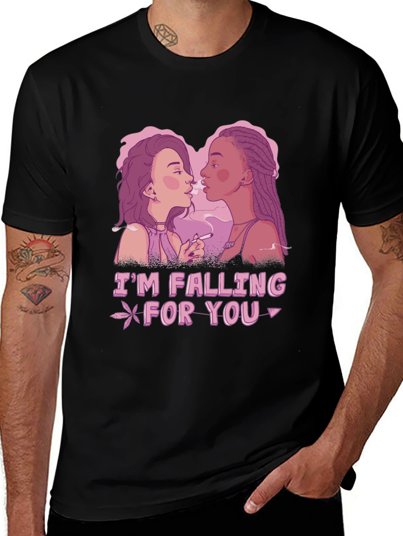 Black I'm Falling For You Graphic Tee main image
