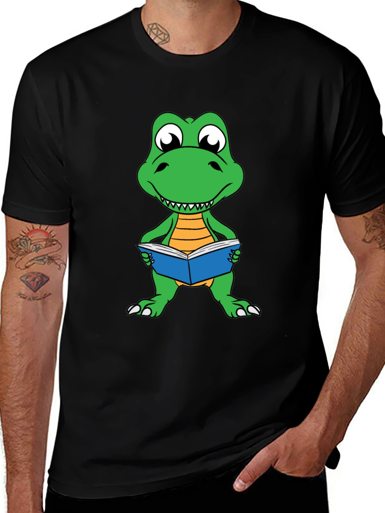 Variant 3 of Dinosaur Reading Book Graphic Tee