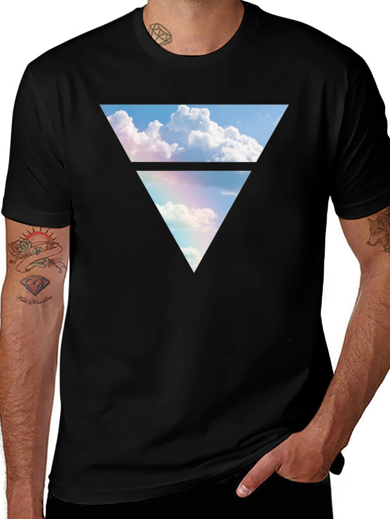 Variant 14 of Sky Triangle Graphic Black T-Shirt