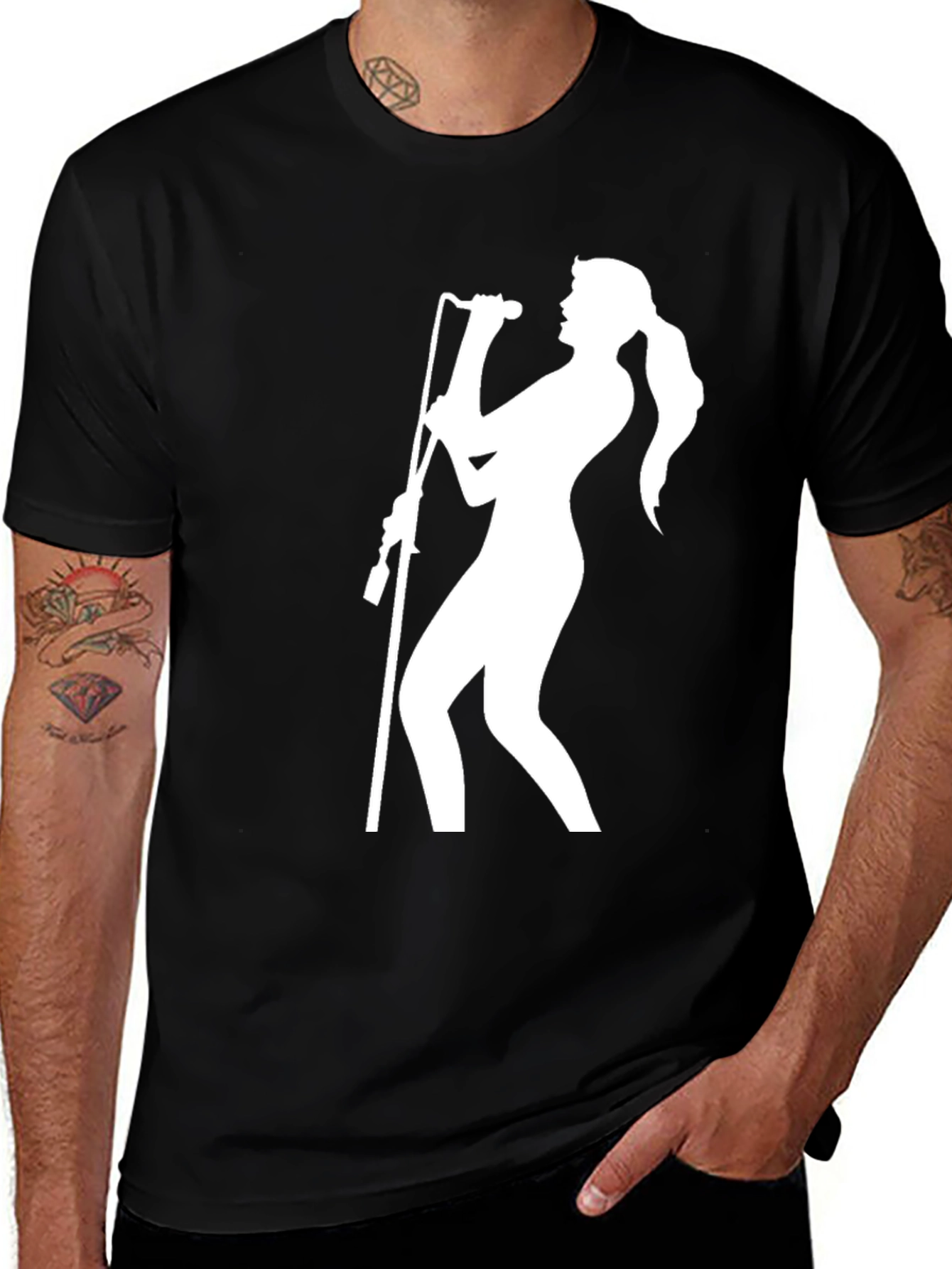 Variant 16 of Silhouette Singer Graphic T-Shirt - Black