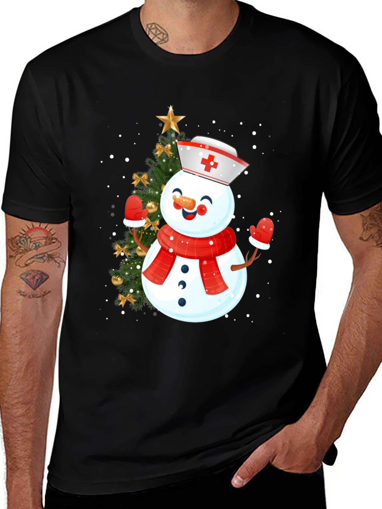 Festive Nurse Snowman T-Shirt