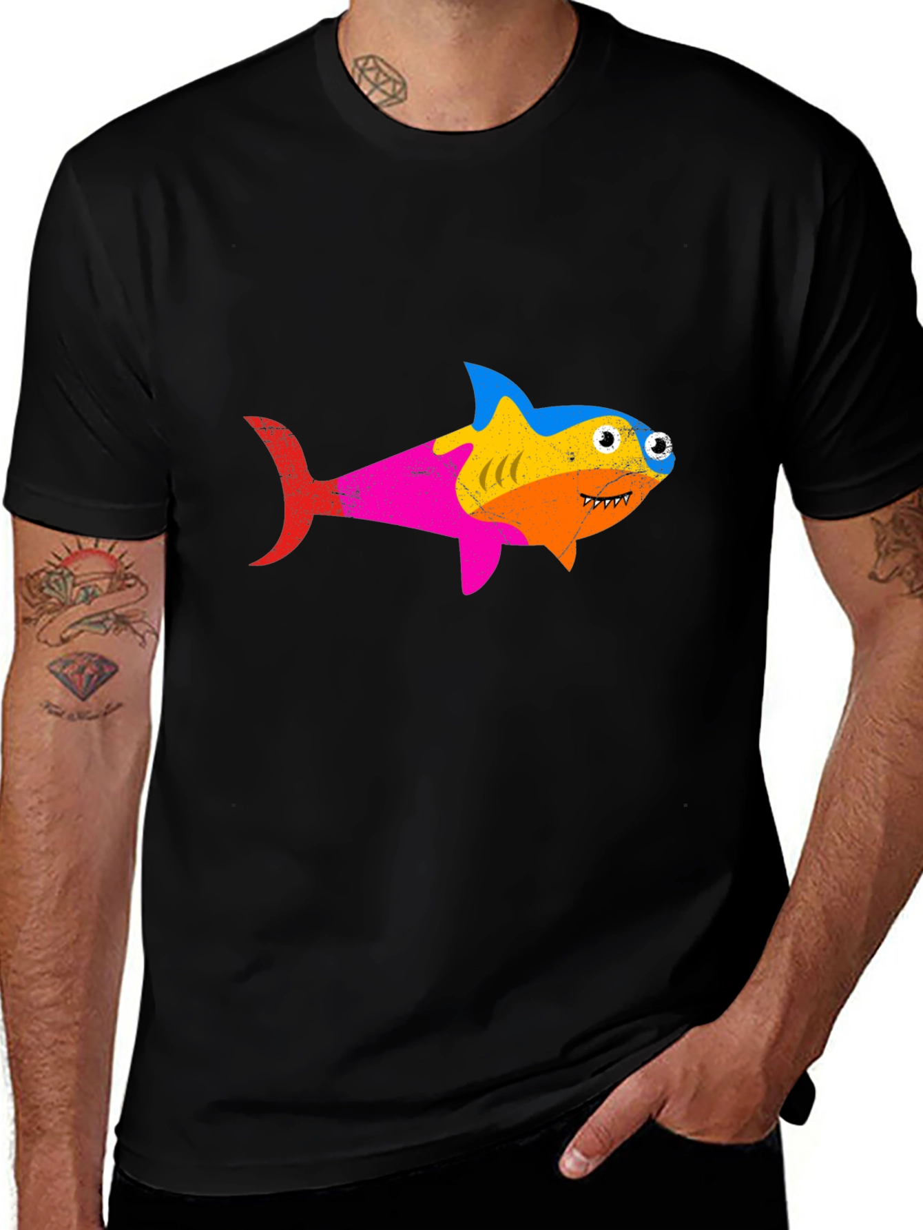 Variant 5 of Rainbow Shark Graphic Tee - Stylish Men's T-Shirt