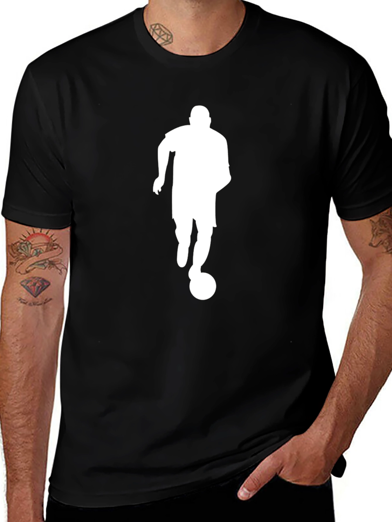 Variant 26 of Soccer Player Silhouette Black T-Shirt