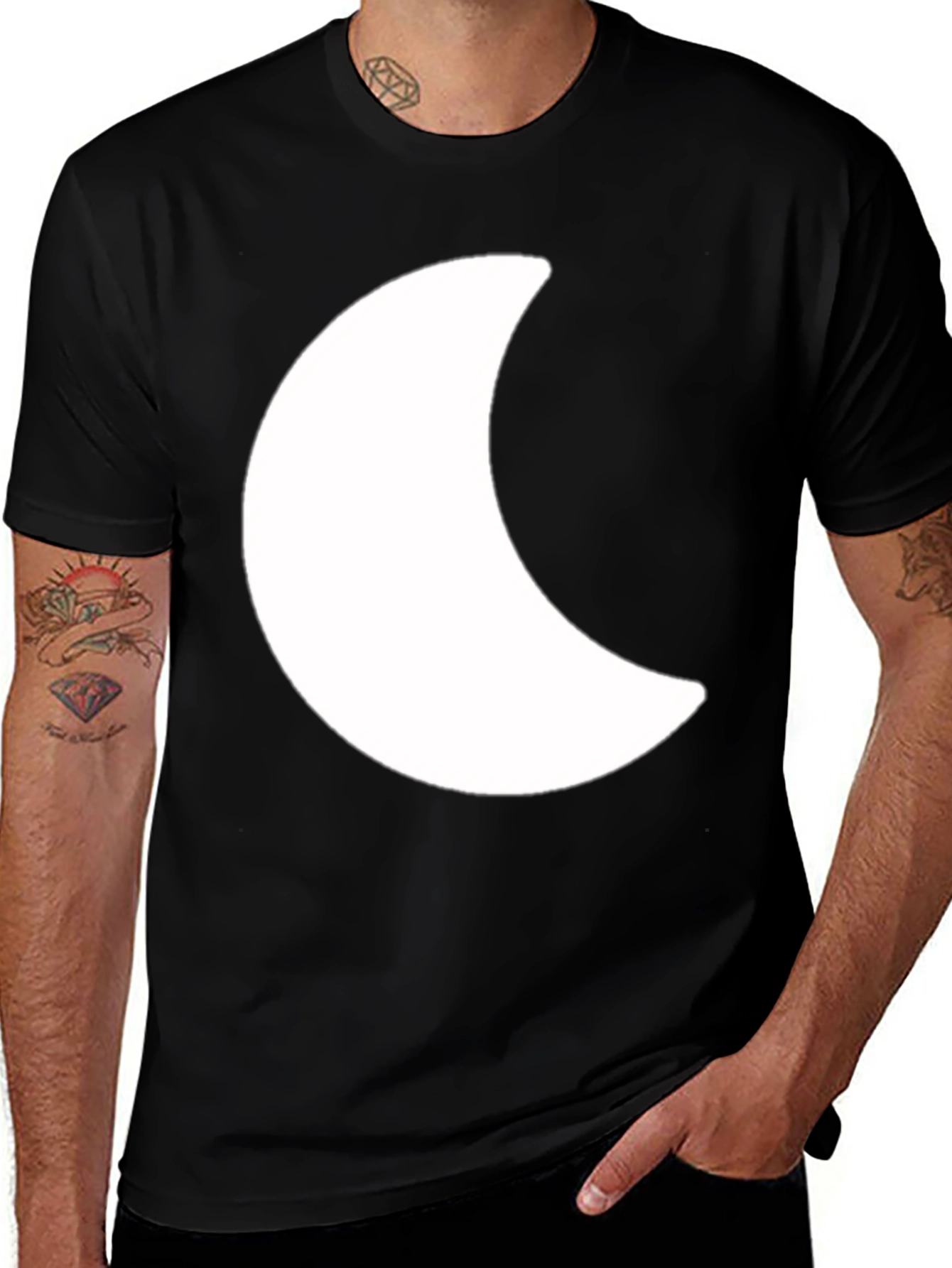 Variant 18 of Crescent Moon Graphic Tee - Black Cotton Blend