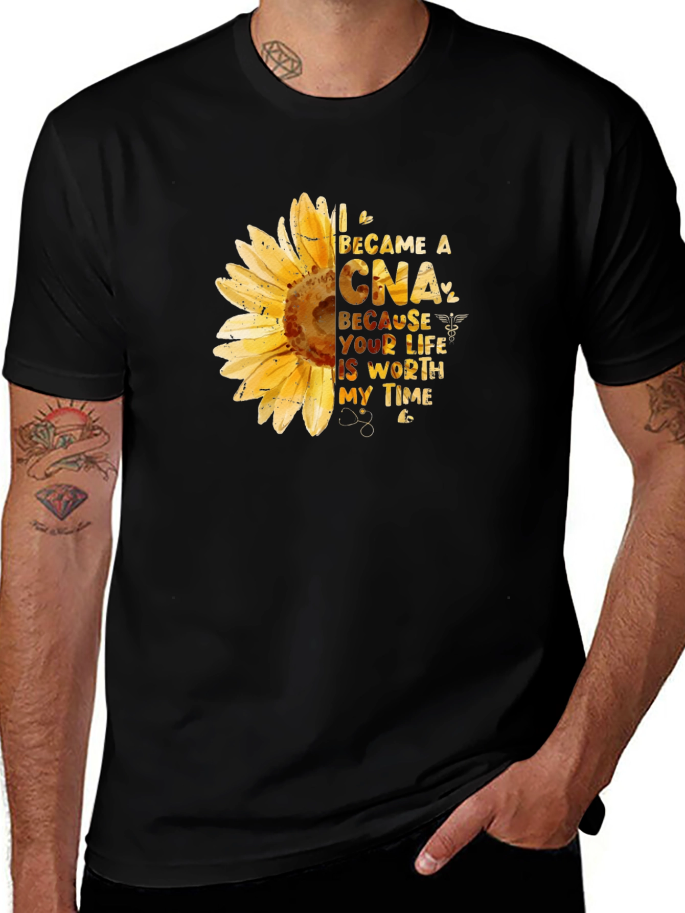 Variant 6 of I Became a CNA Sunflower Graphic Tee