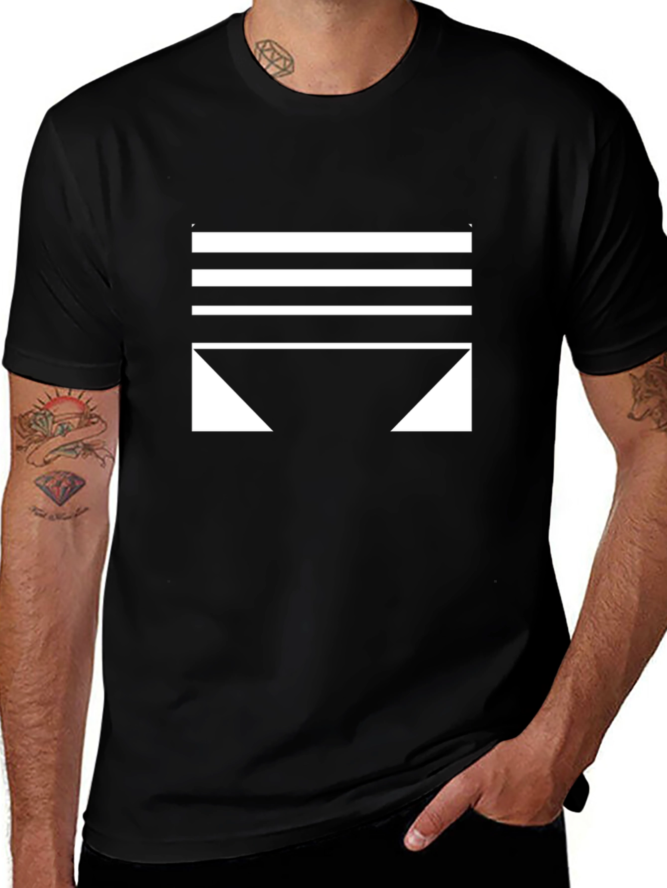 Variant 7 of Modern Geometric T-Shirt - Bold Black & White Design