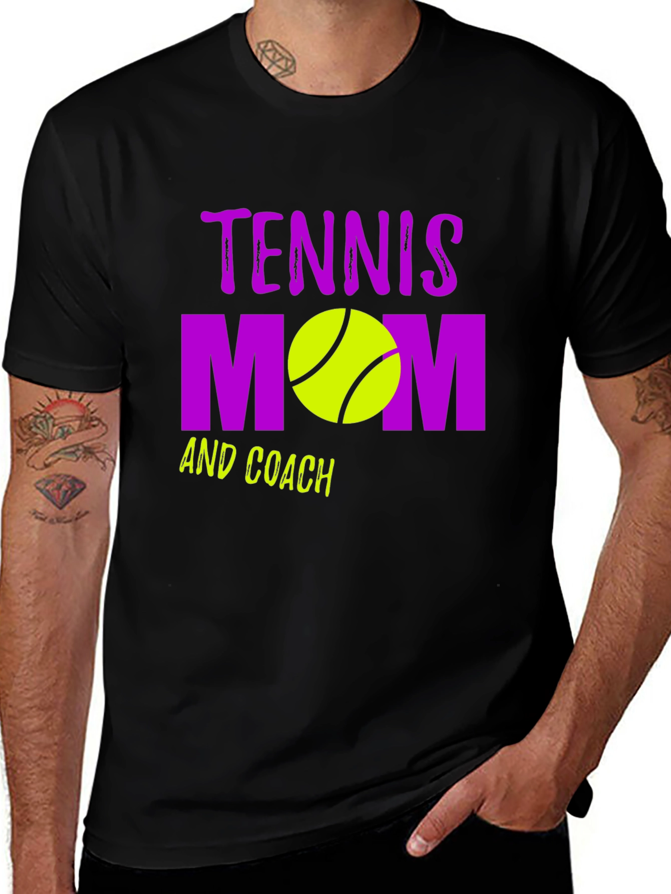 Variant 11 of Tennis Mom and Coach Black Graphic T-Shirt