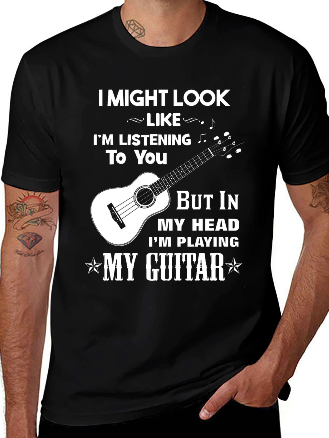 Variant 10 of Guitar Lover T-Shirt: "I Might Look Like I'm Listening..."