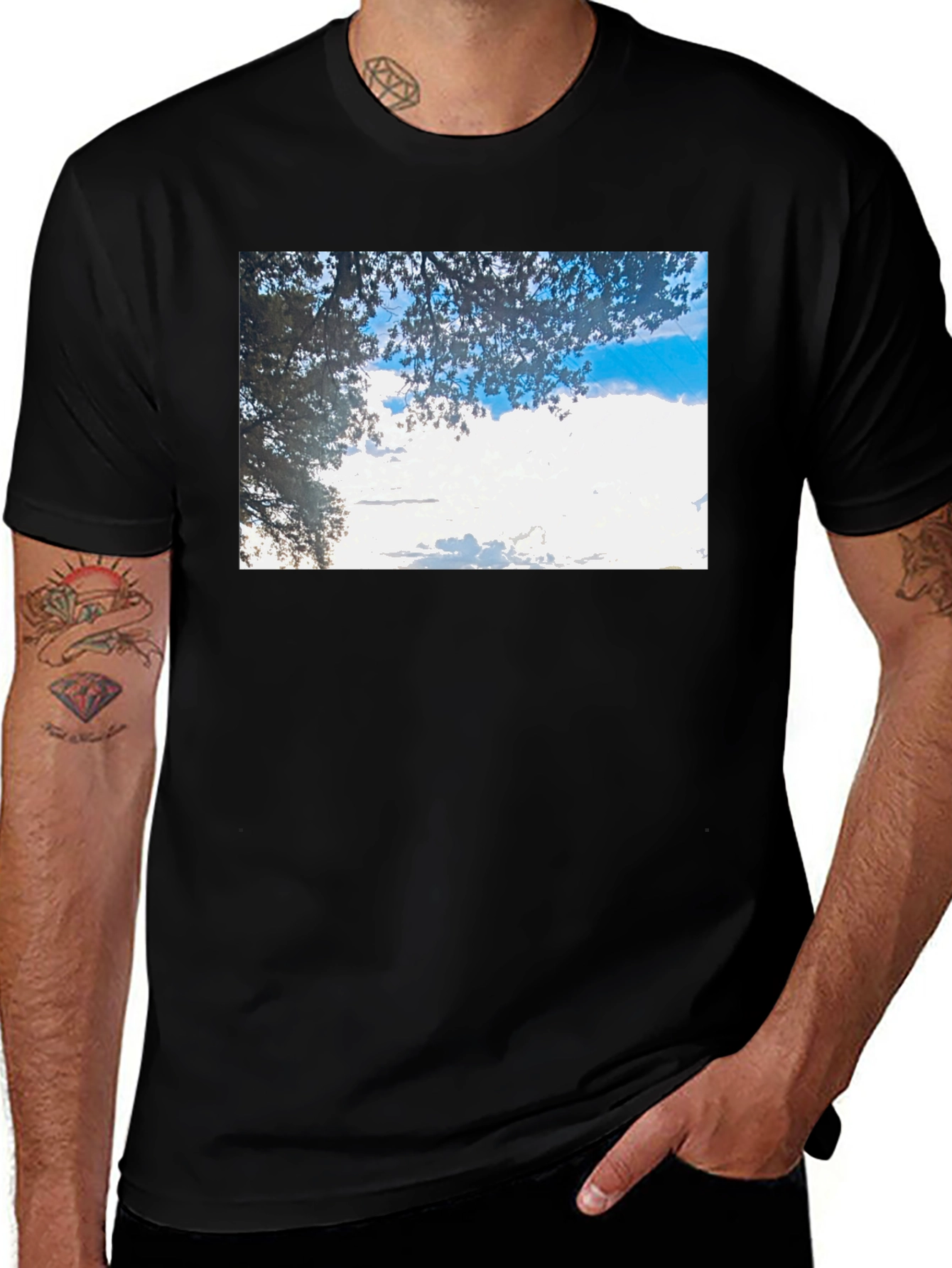 Variant 27 of Sky View Graphic Tee - Premium Black Cotton