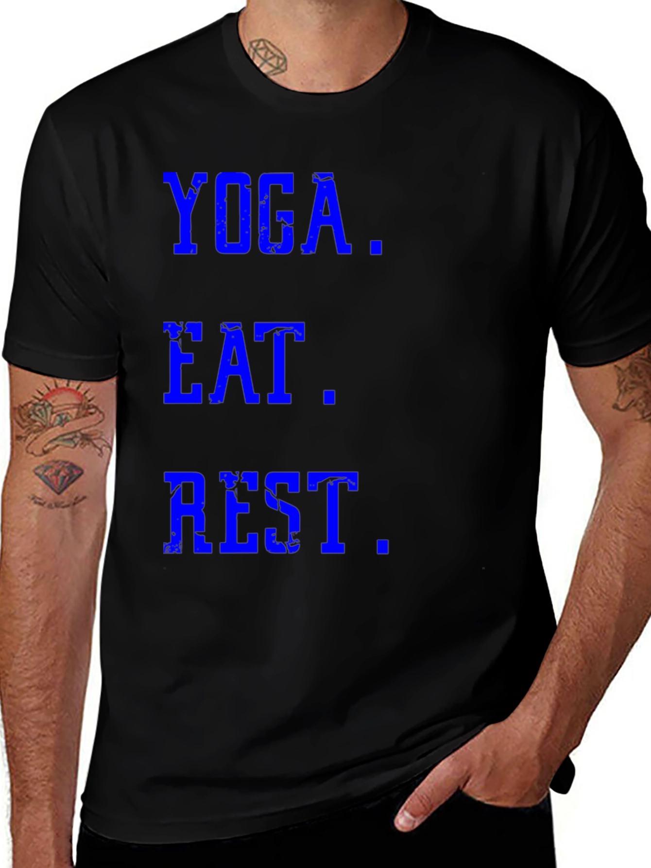 Variant 21 of Yoga Eat Rest Black Graphic Tee