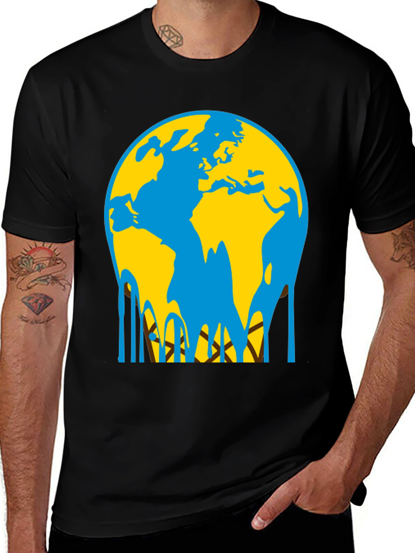 Variant 13 of Melting Earth Graphic Tee - Black