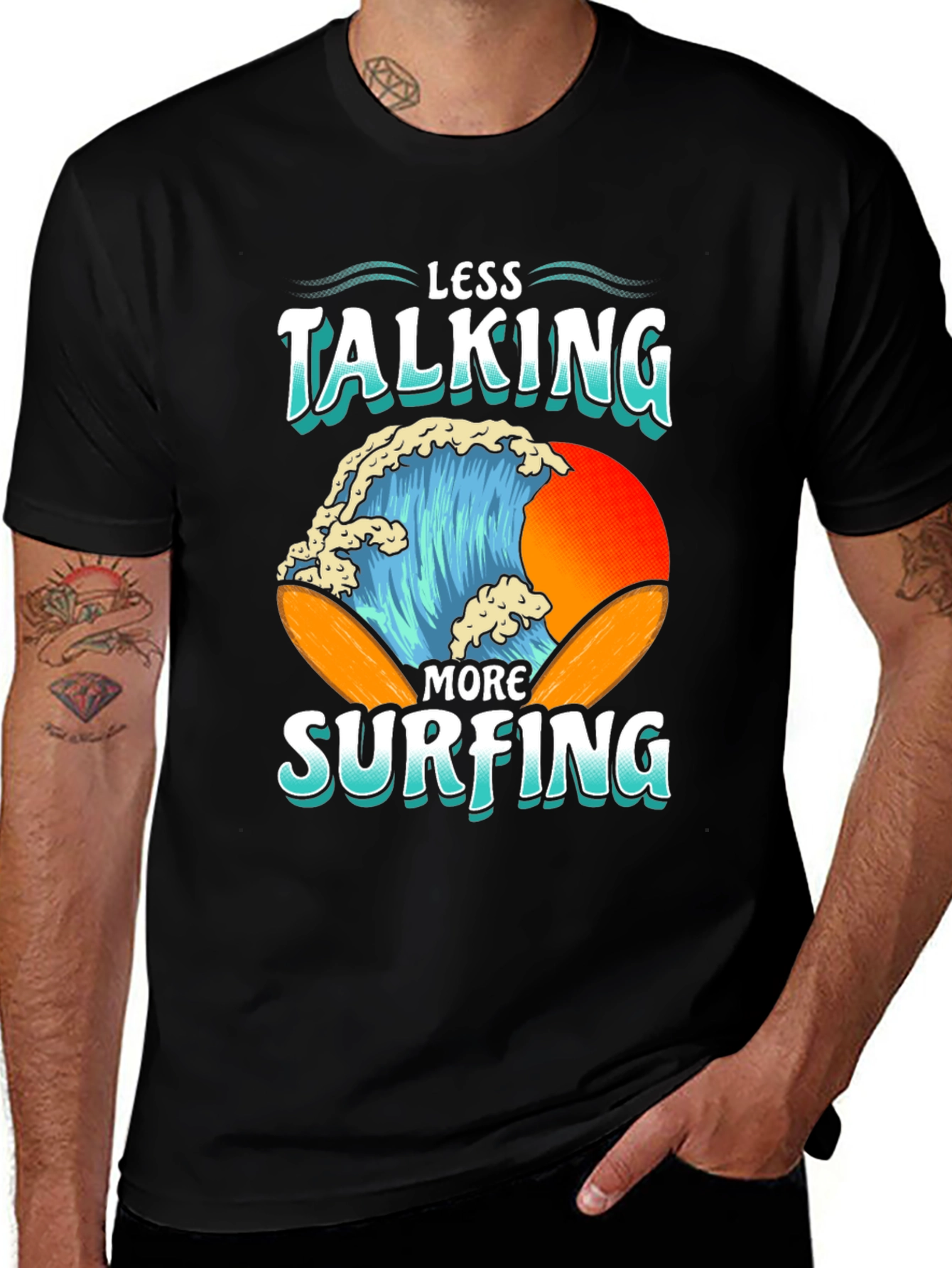 Variant 21 of Less Talking More Surfing Graphic Tee