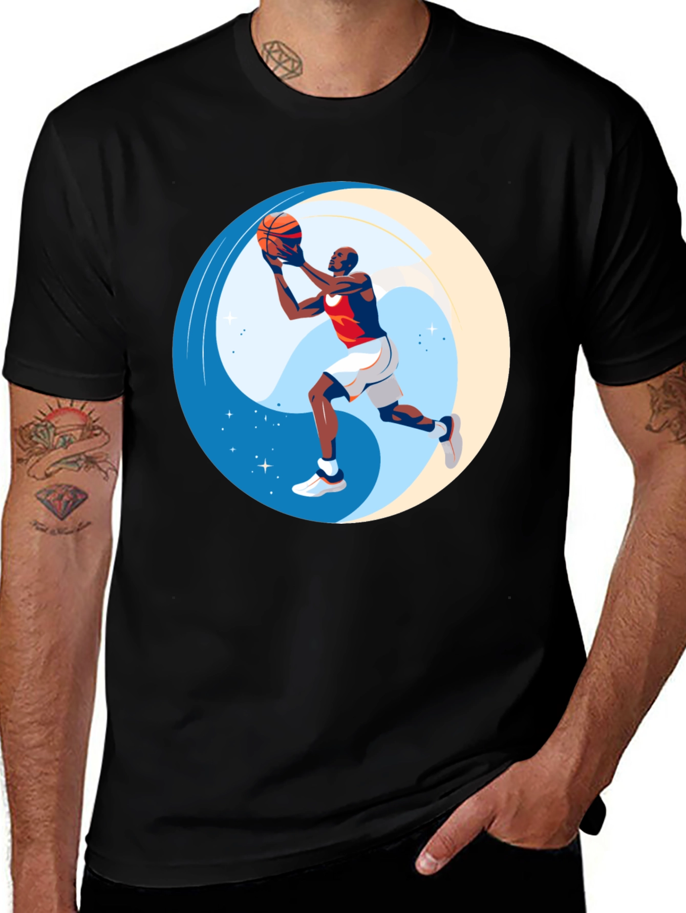 Variant 26 of Basketball Player Yin Yang Graphic T-Shirt