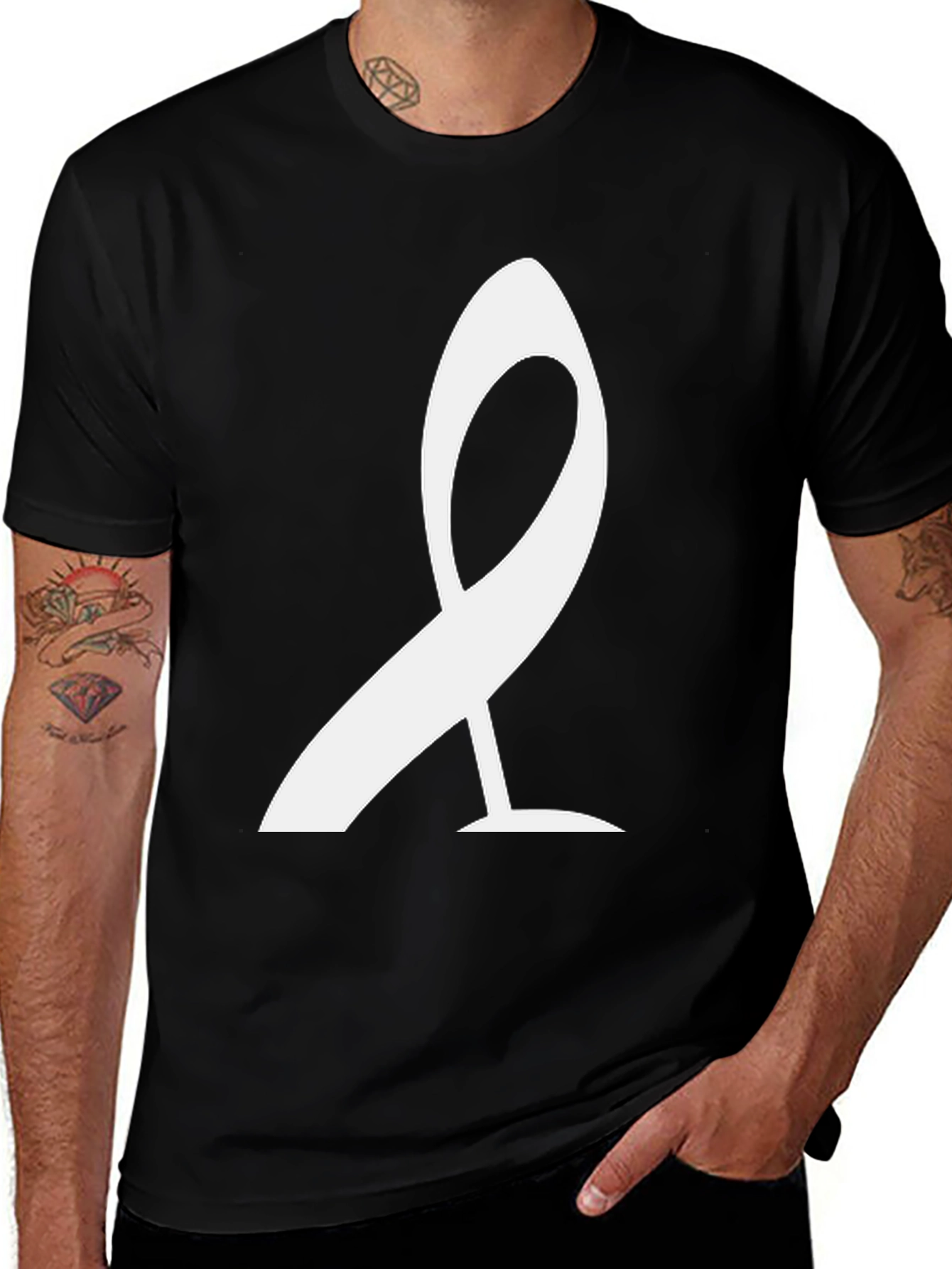 Variant 18 of Modern Black T-Shirt with Abstract White Design