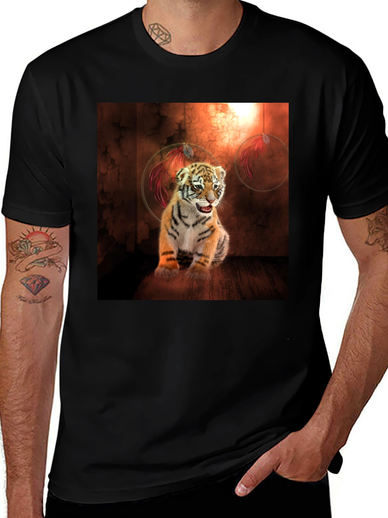 Variant 14 of Tiger Cub Graphic Tee - Black Cotton Blend