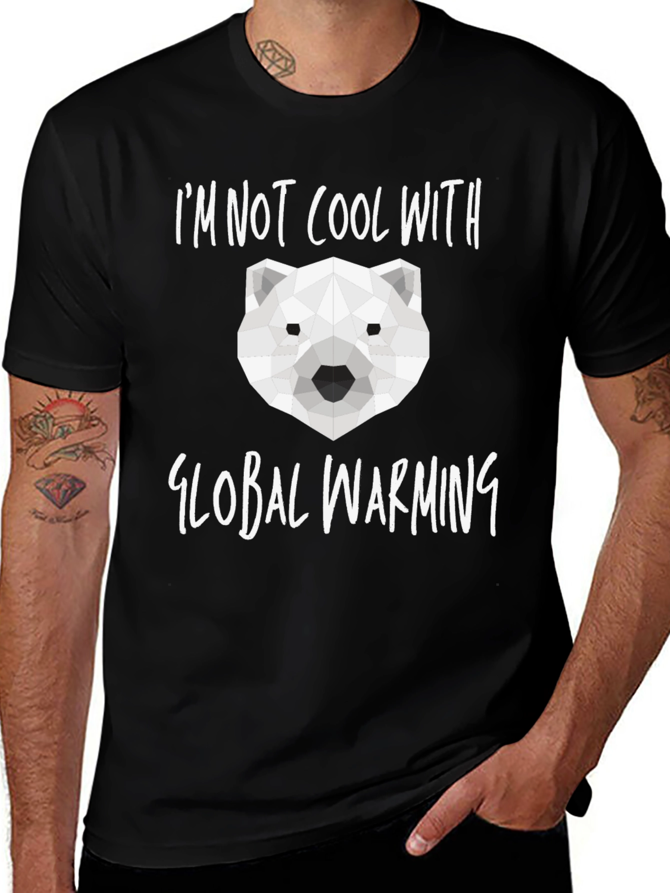 Variant 3 of Global Warming T-Shirt with Geometric Polar Bear Design