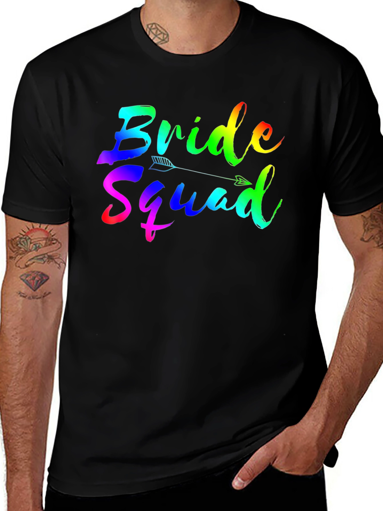 Bride Squad Rainbow Graphic T-Shirt