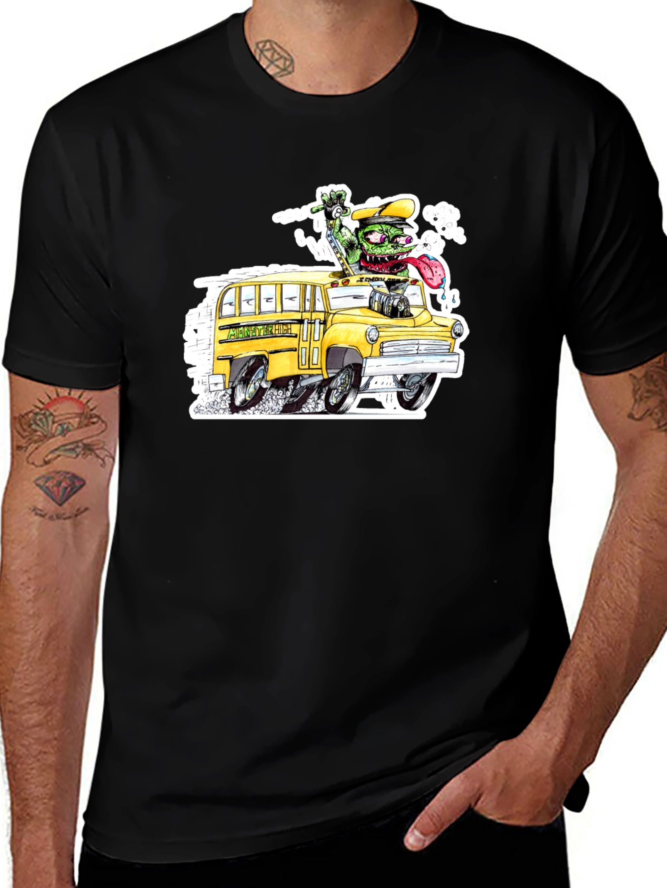 Variant 16 of Monster School Bus Black T-Shirt