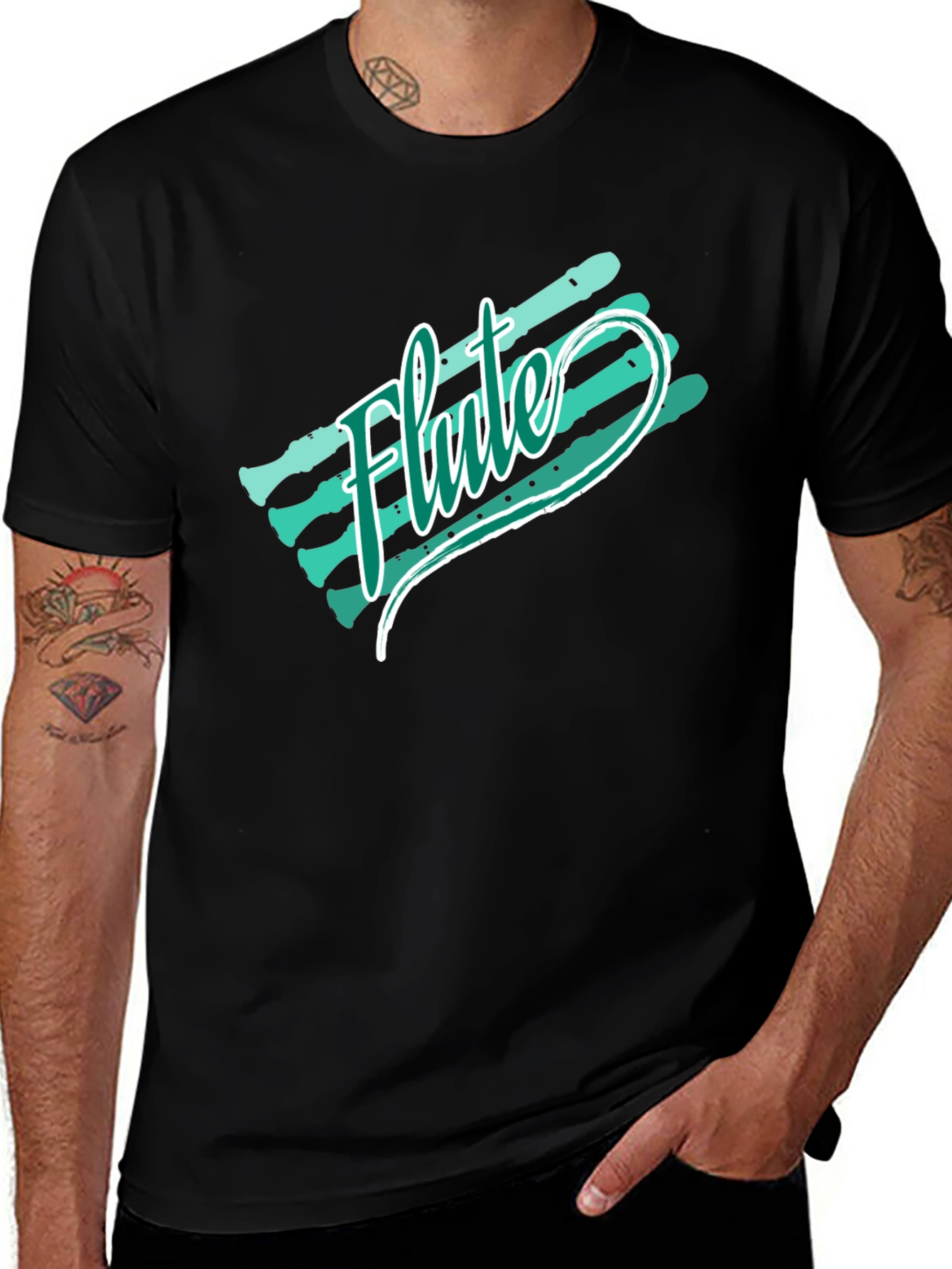 Flute Retro Style Graphic T-Shirt