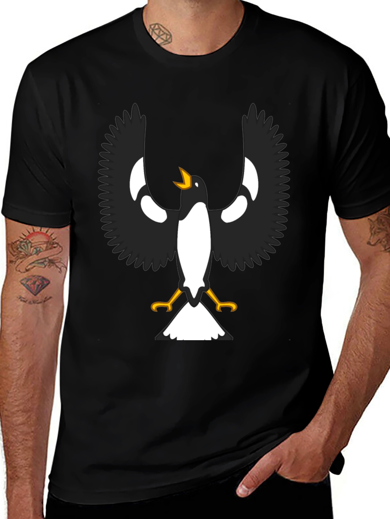 Variant 25 of Black T-Shirt with Magpie Graphic