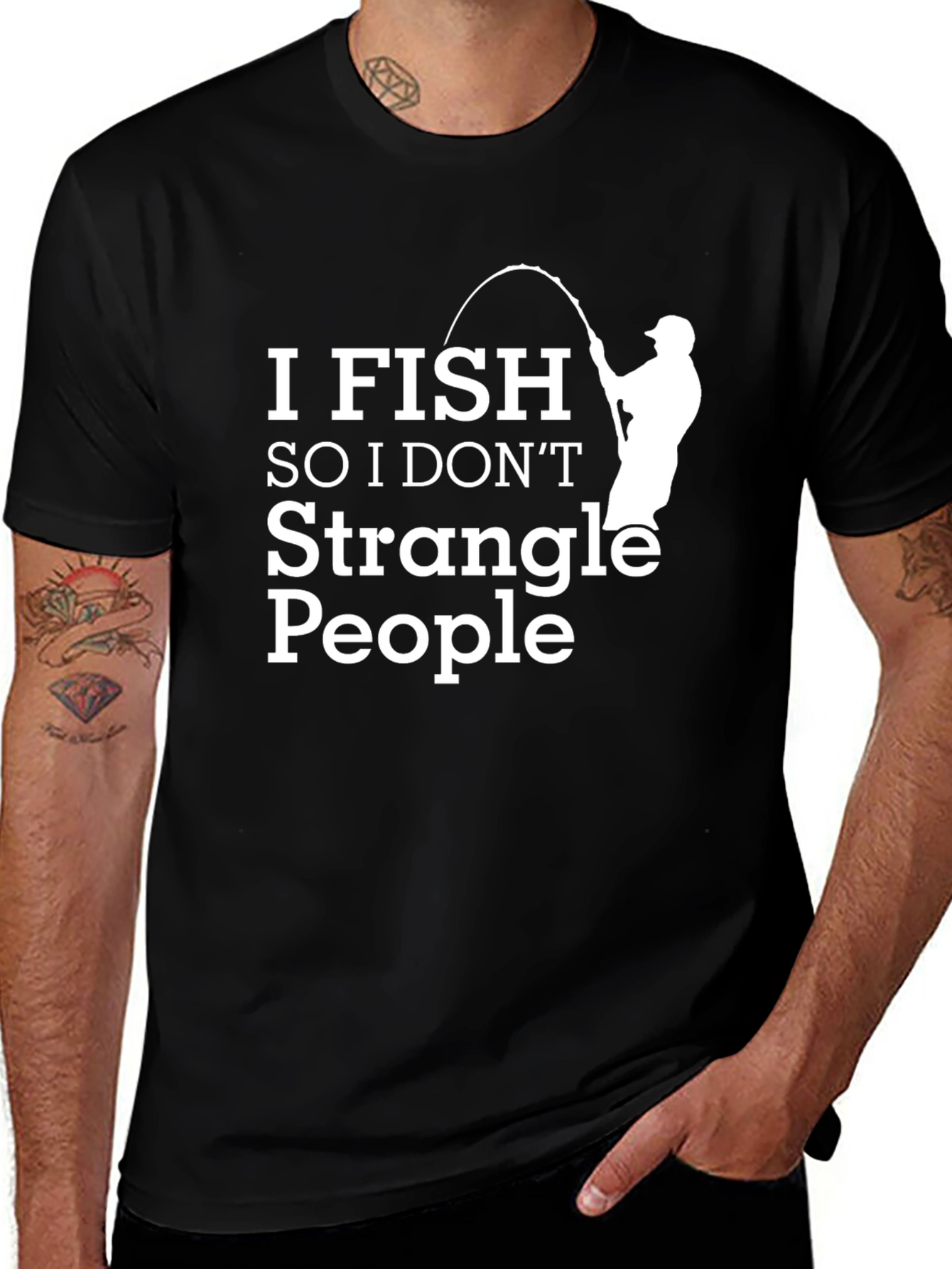 Variant 10 of Funny Fishing T-Shirt - I Fish So I Don't Strangle People