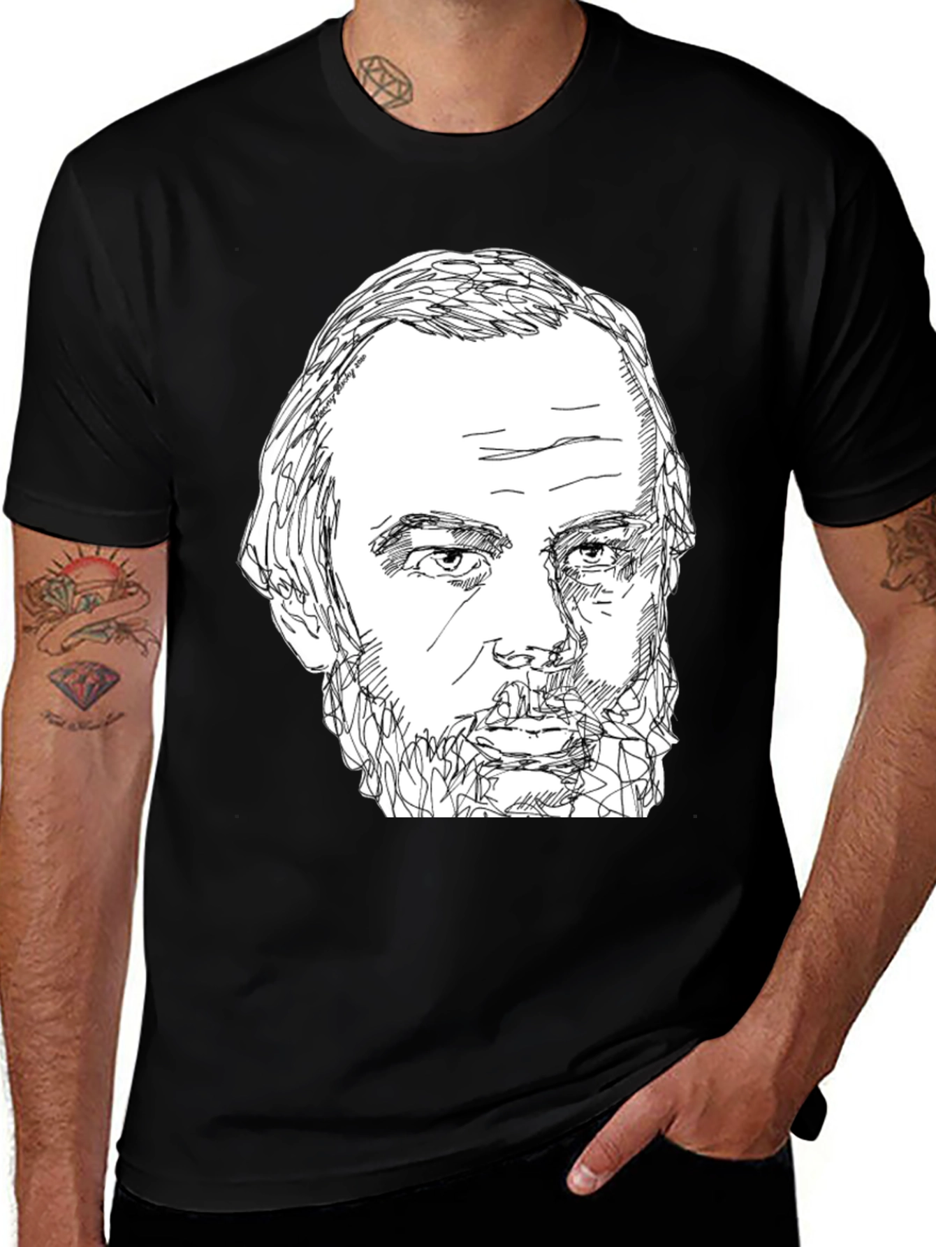Variant 30 of Sketch Portrait Black T-Shirt