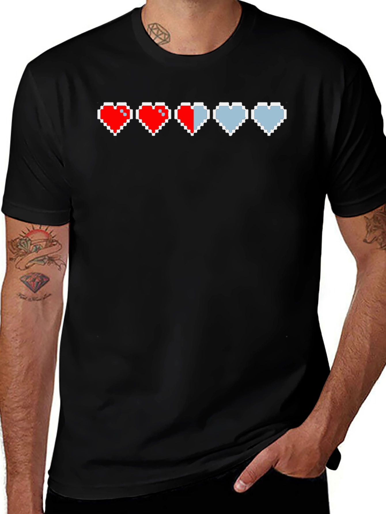 Variant 15 of Pixel Heart Gamer T-Shirt - Health Bar Design