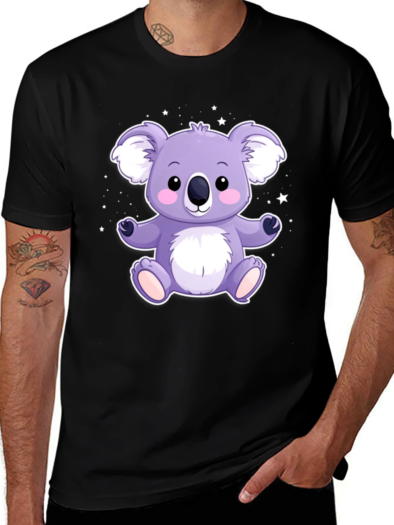 Variant 21 of Cute Koala Bear Graphic Tee - Black
