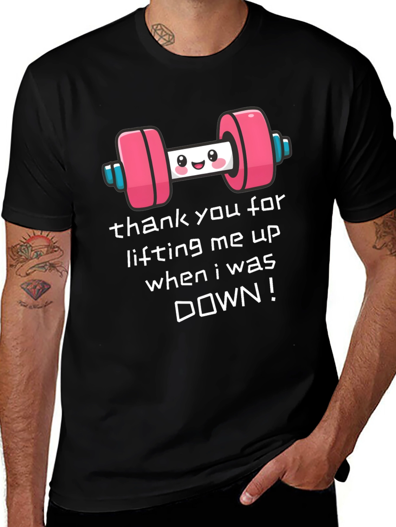 Variant 19 of Cute Dumbbell Graphic Tee - Lifting Me Up