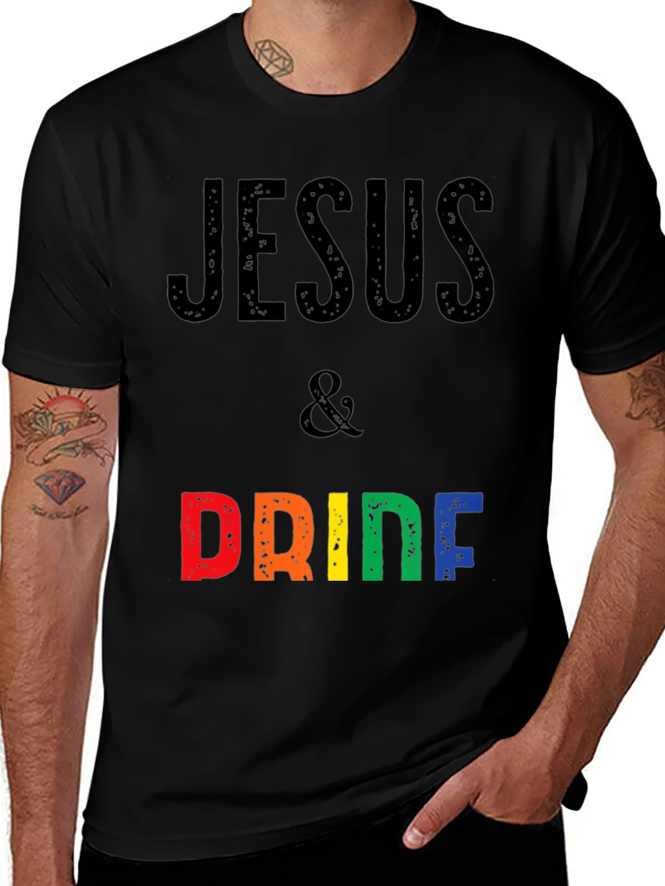 Variant 17 of Jesus & Pride Rainbow Graphic T-Shirt