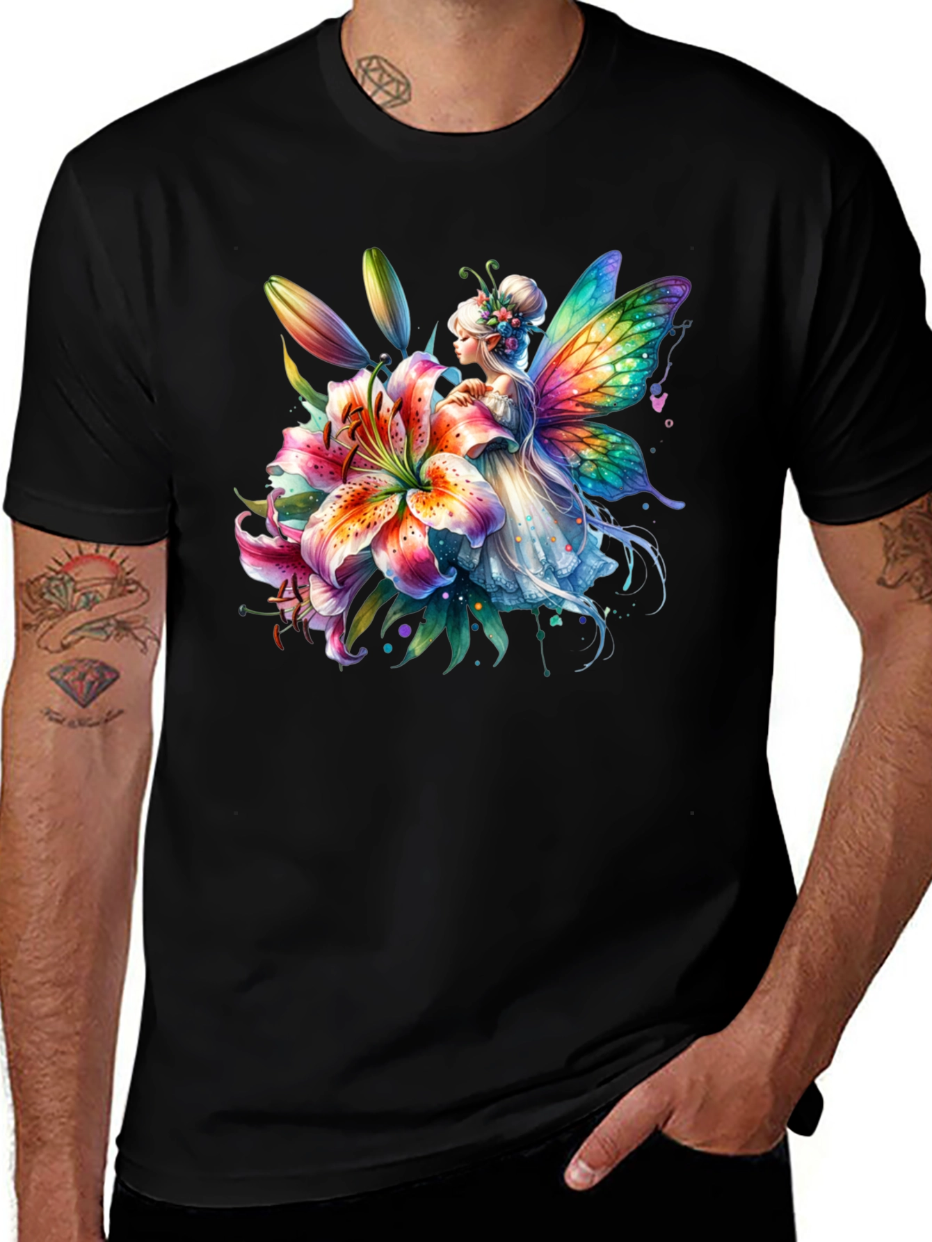 Variant 27 of Fairy & Lily Graphic T-Shirt - Unique Colorful Design