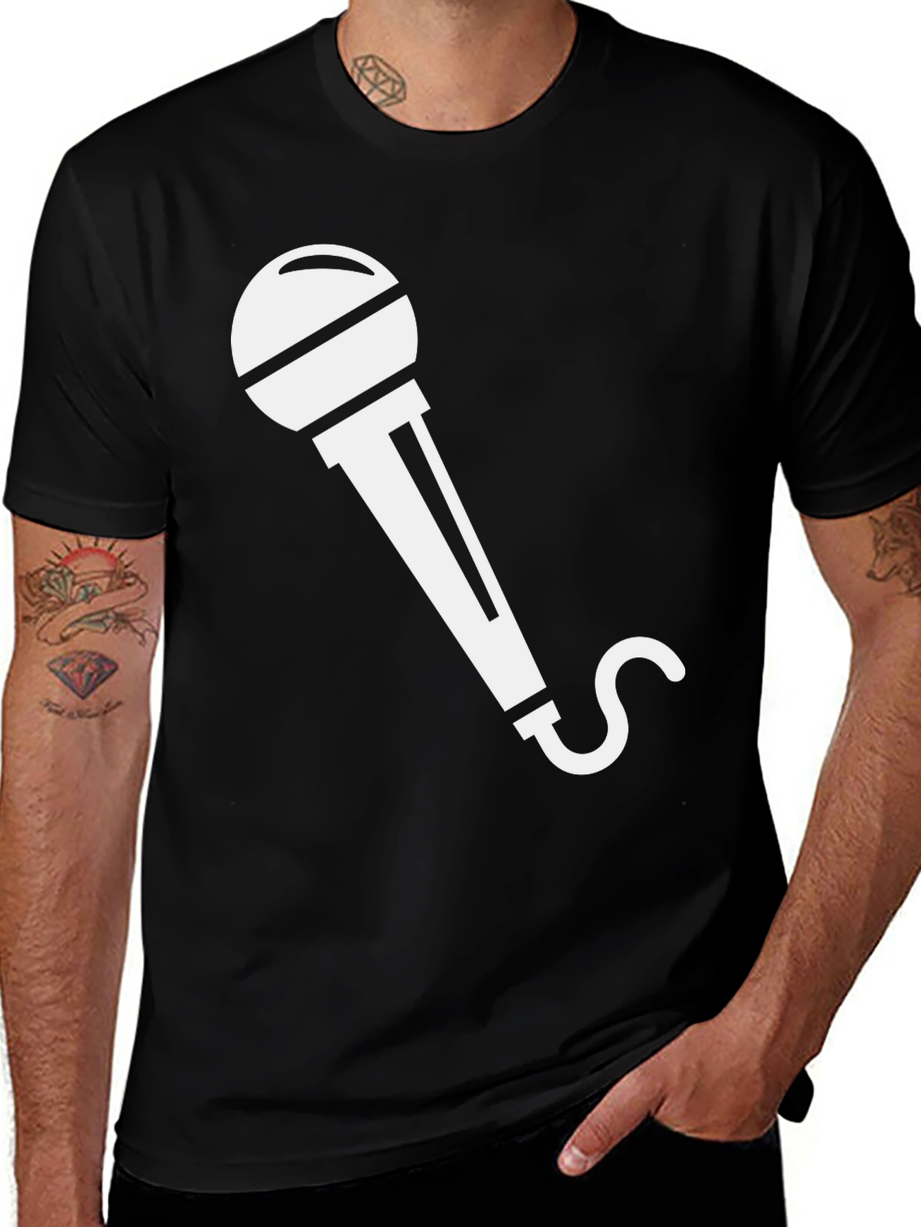 Variant 3 of Microphone Graphic Tee - Black