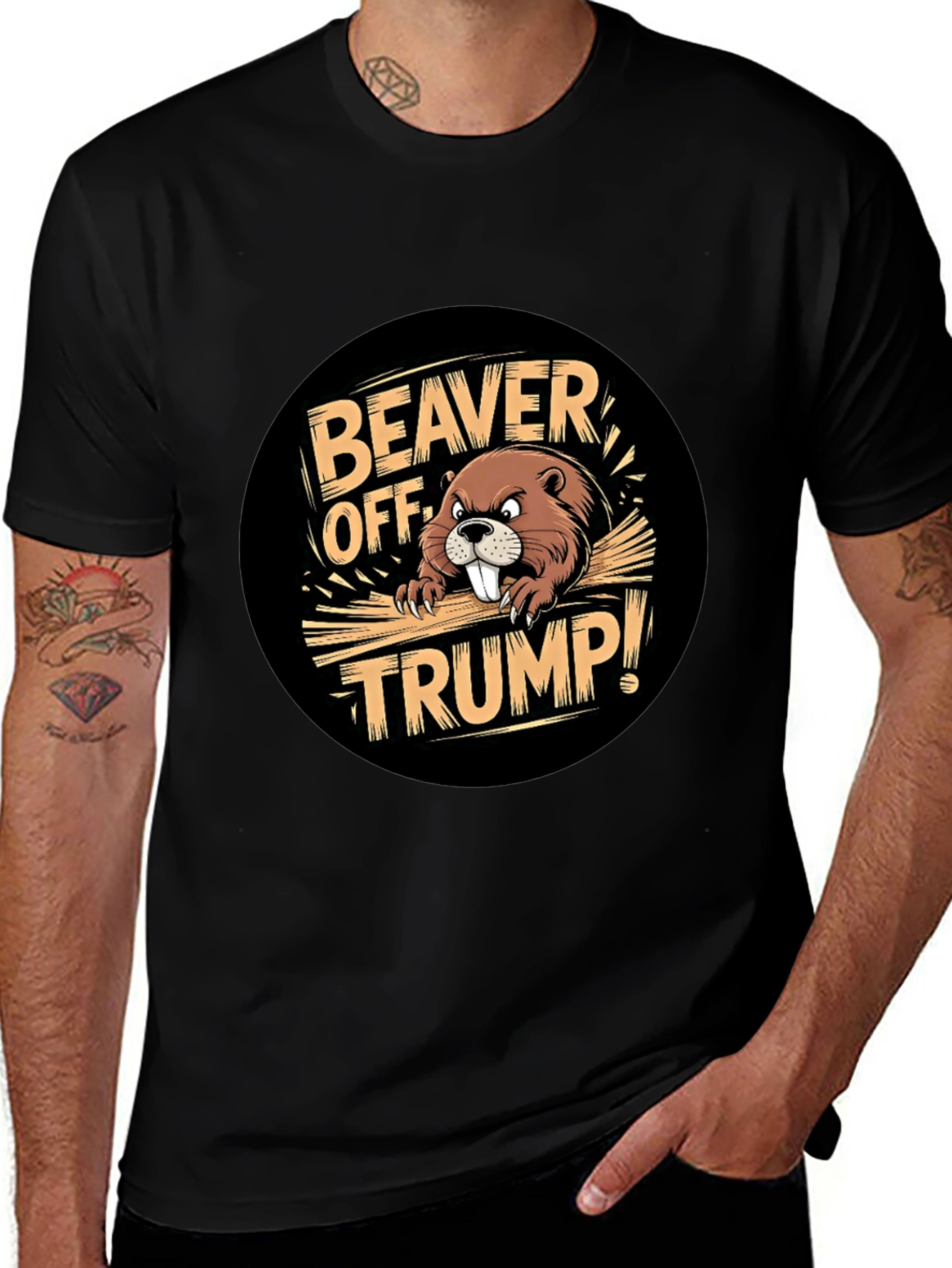 Variant 3 of Beaver Off Trump Black Graphic Tee