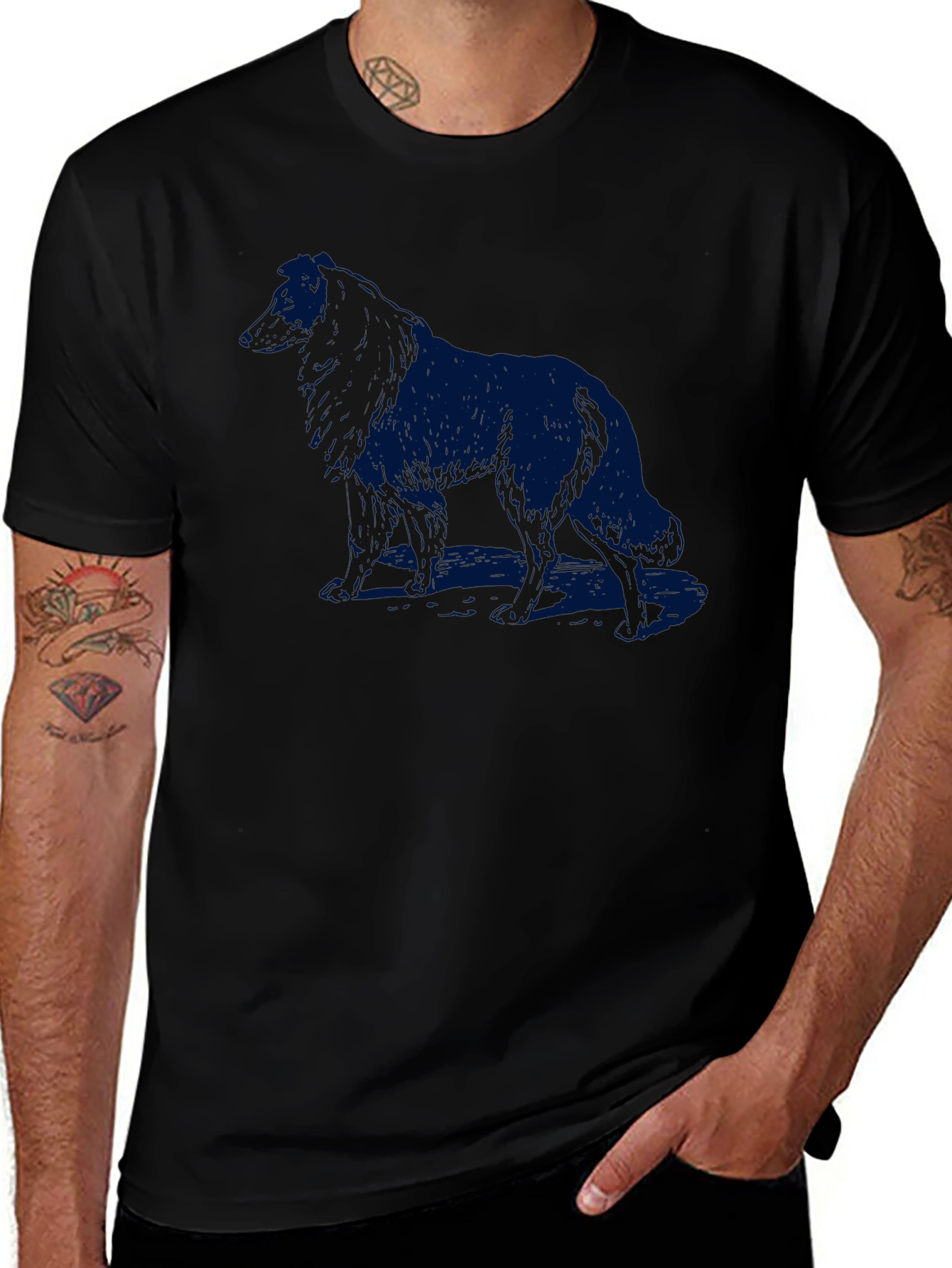 Variant 9 of Dog Silhouette Men's Black T-Shirt