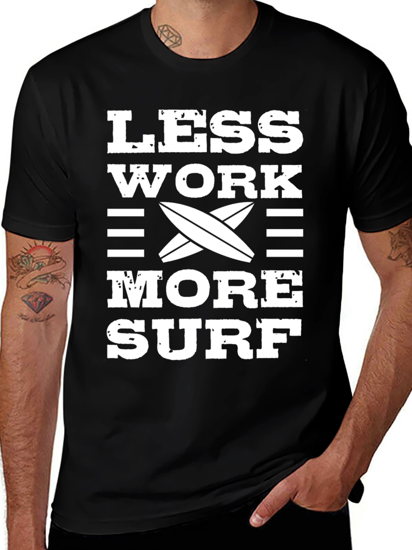 Variant 21 of Less Work More Surf T-Shirt - Casual Cotton Tee