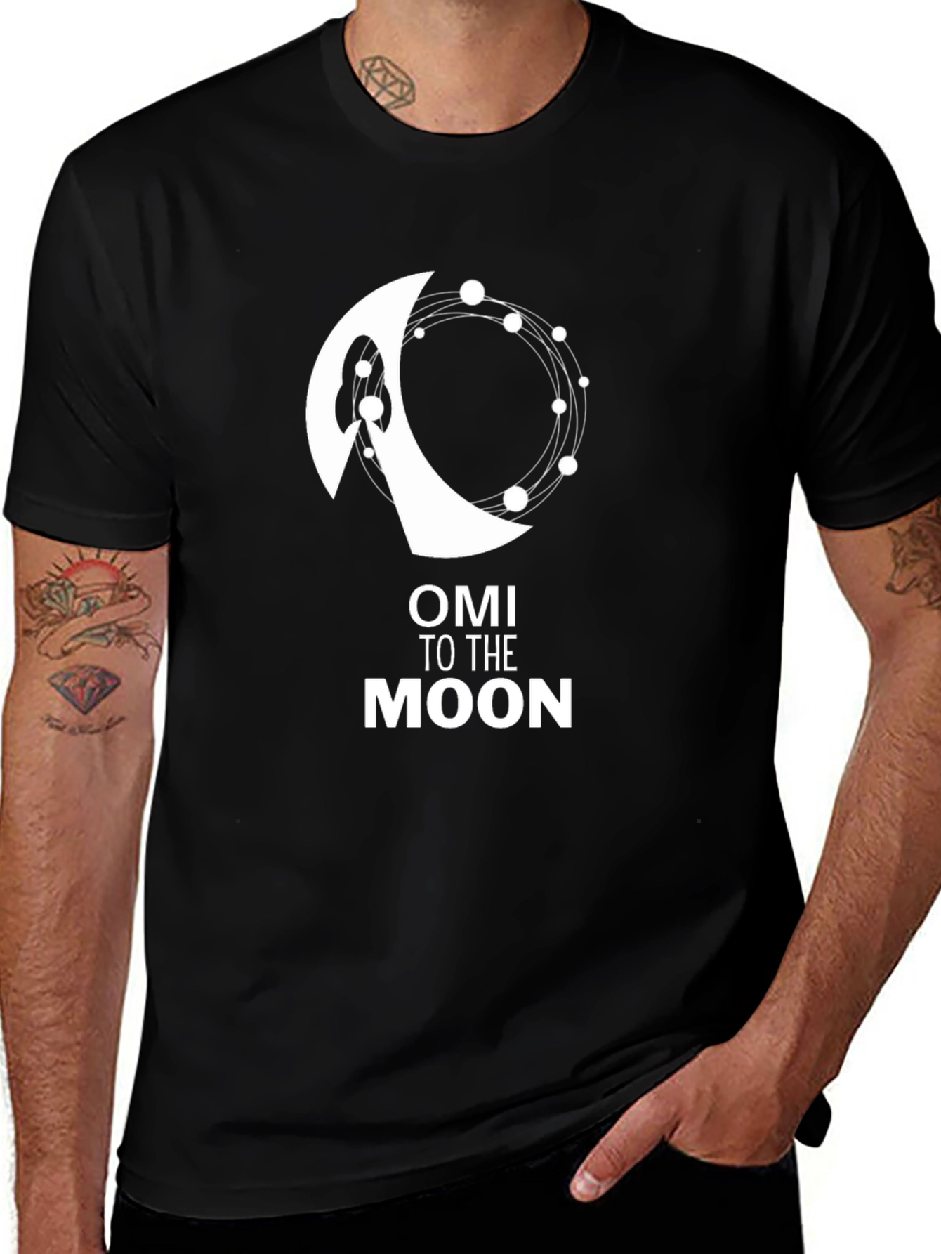 Variant 9 of OMI to the Moon Black T-Shirt - Crypto Hype!