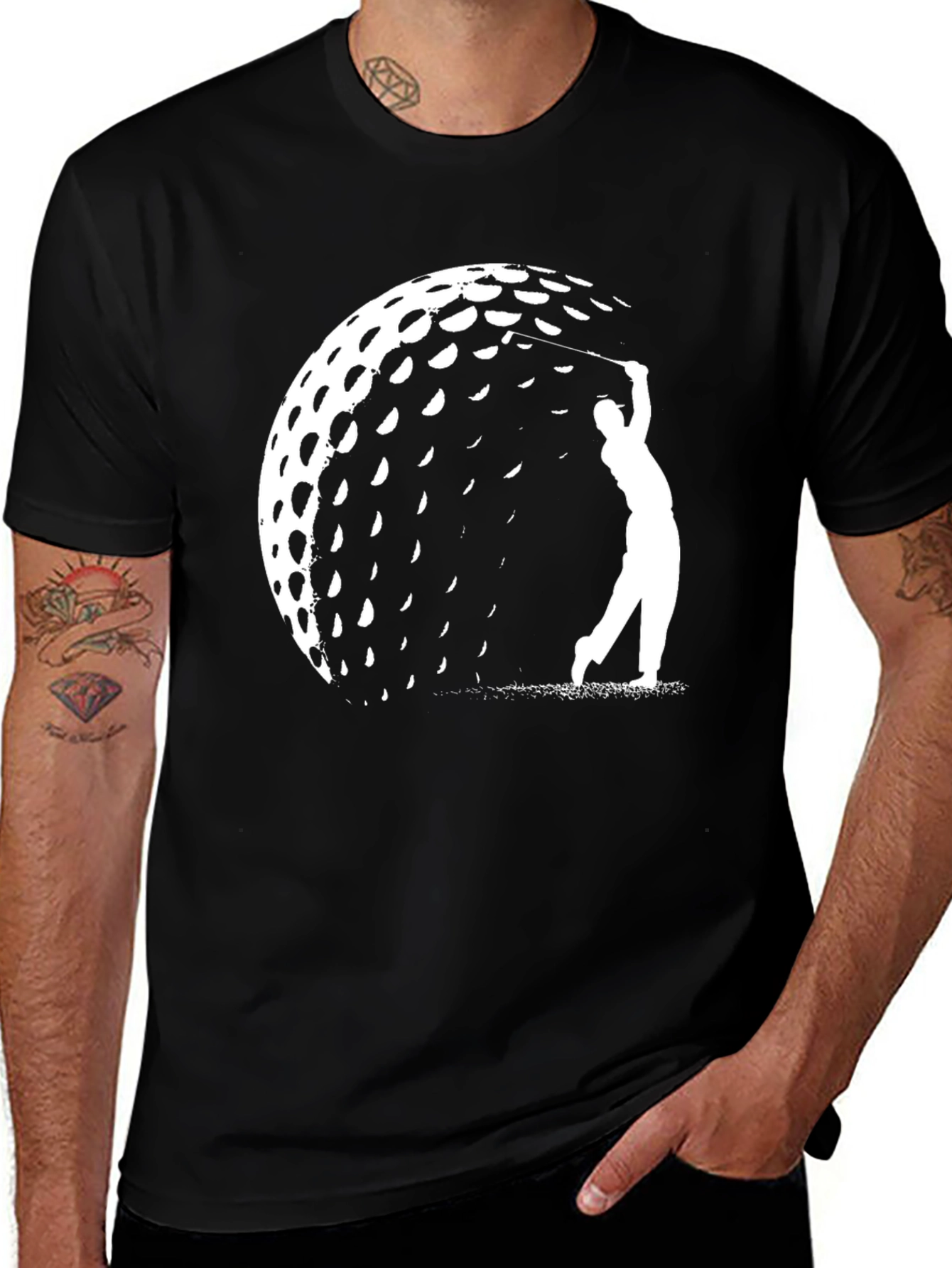 Golf Ball Silhouette Graphic Tee - Golfer Gift