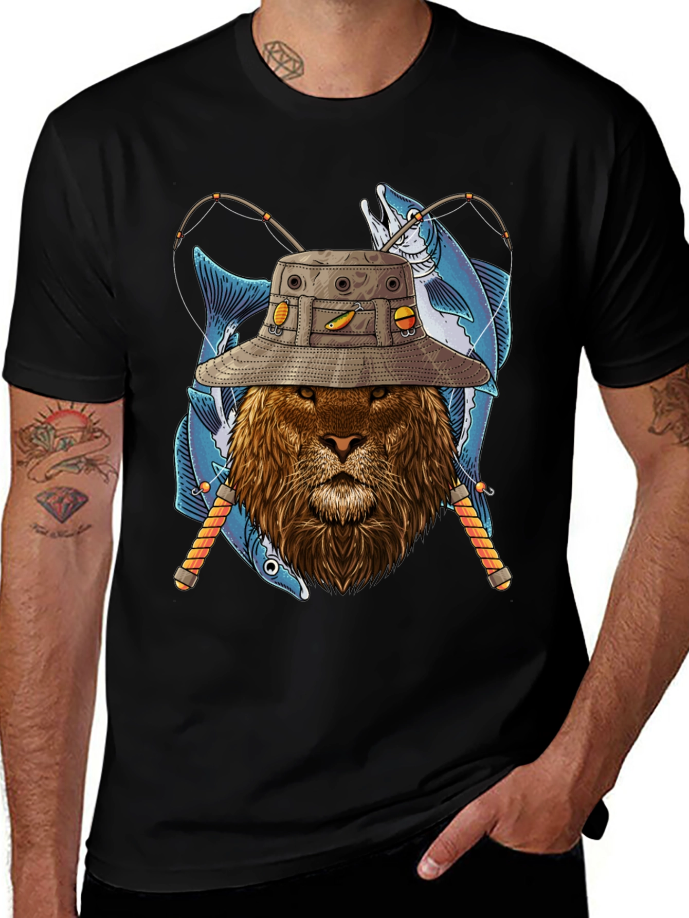 Variant 29 of Fishing Lion Graphic Tee