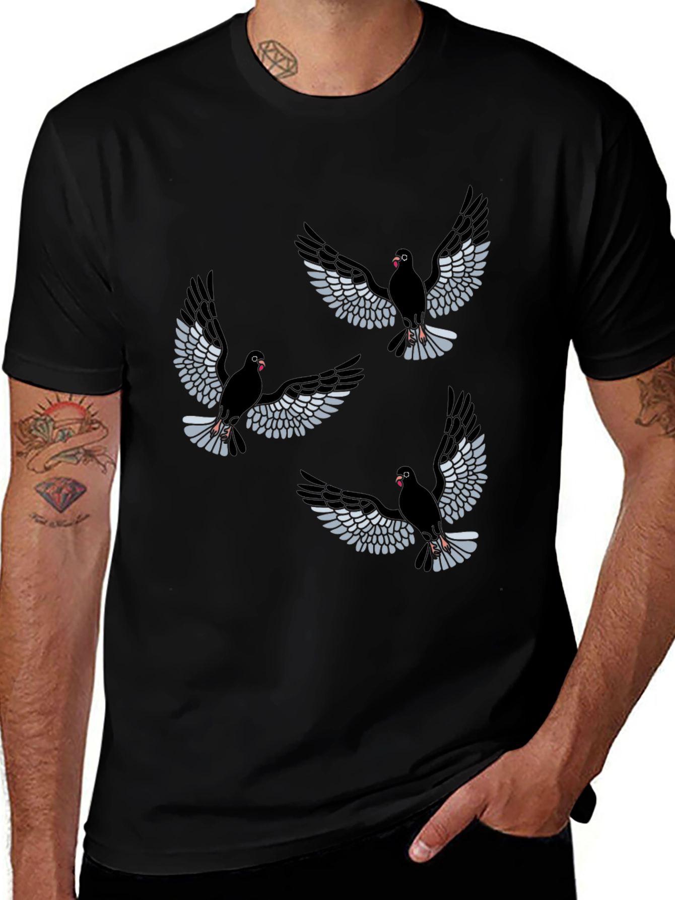 Variant 19 of Black Bird Graphic Tee - Mens Casual Short Sleeve