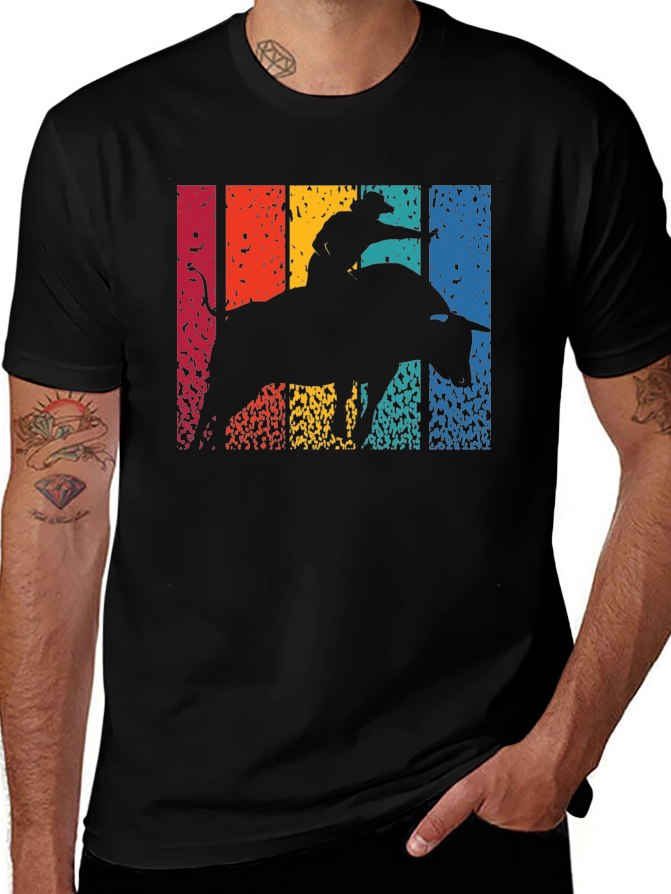 Retro Bull Rider Graphic T-Shirt