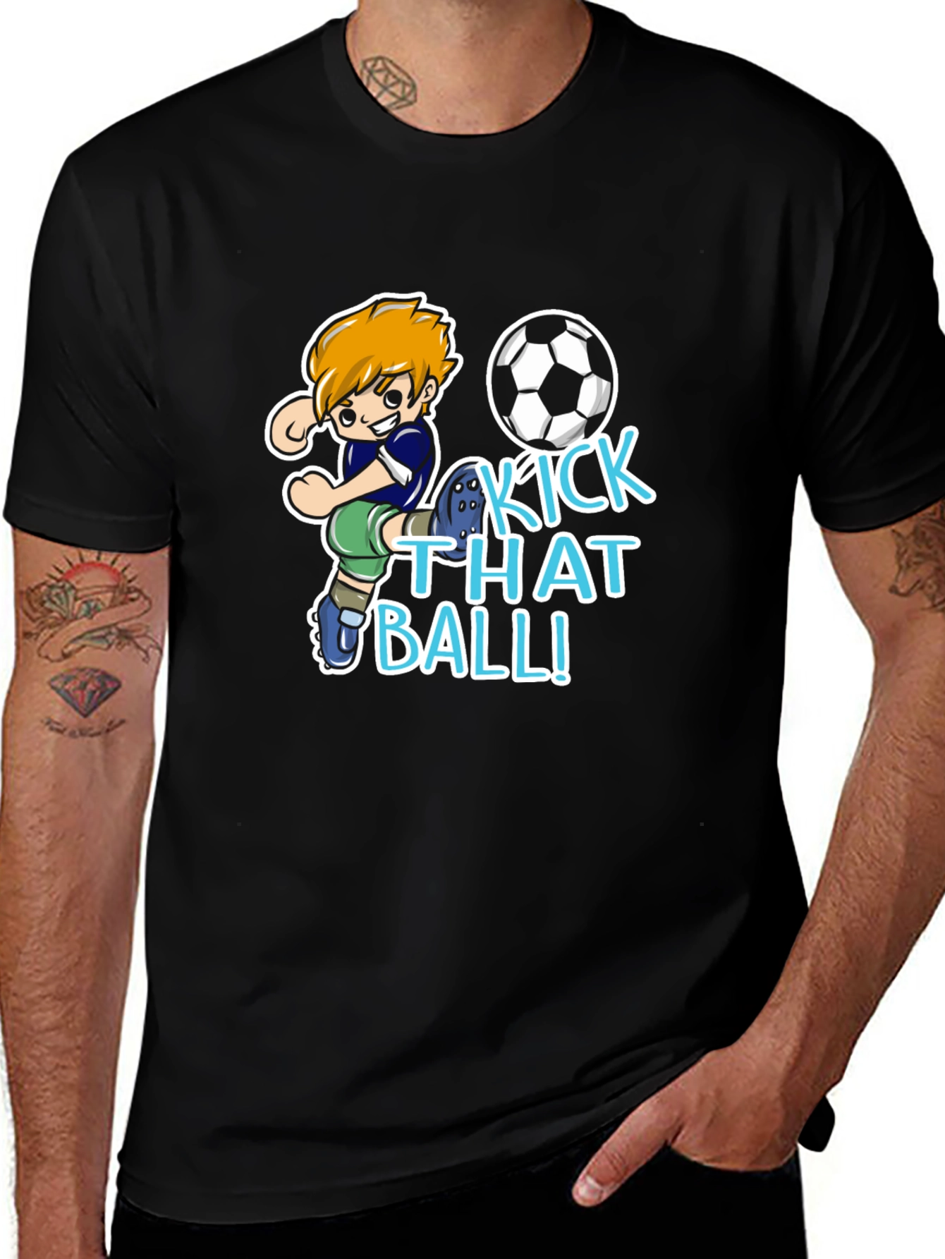 Variant 25 of Kick That Ball T-Shirt - Soccer Cartoon Design