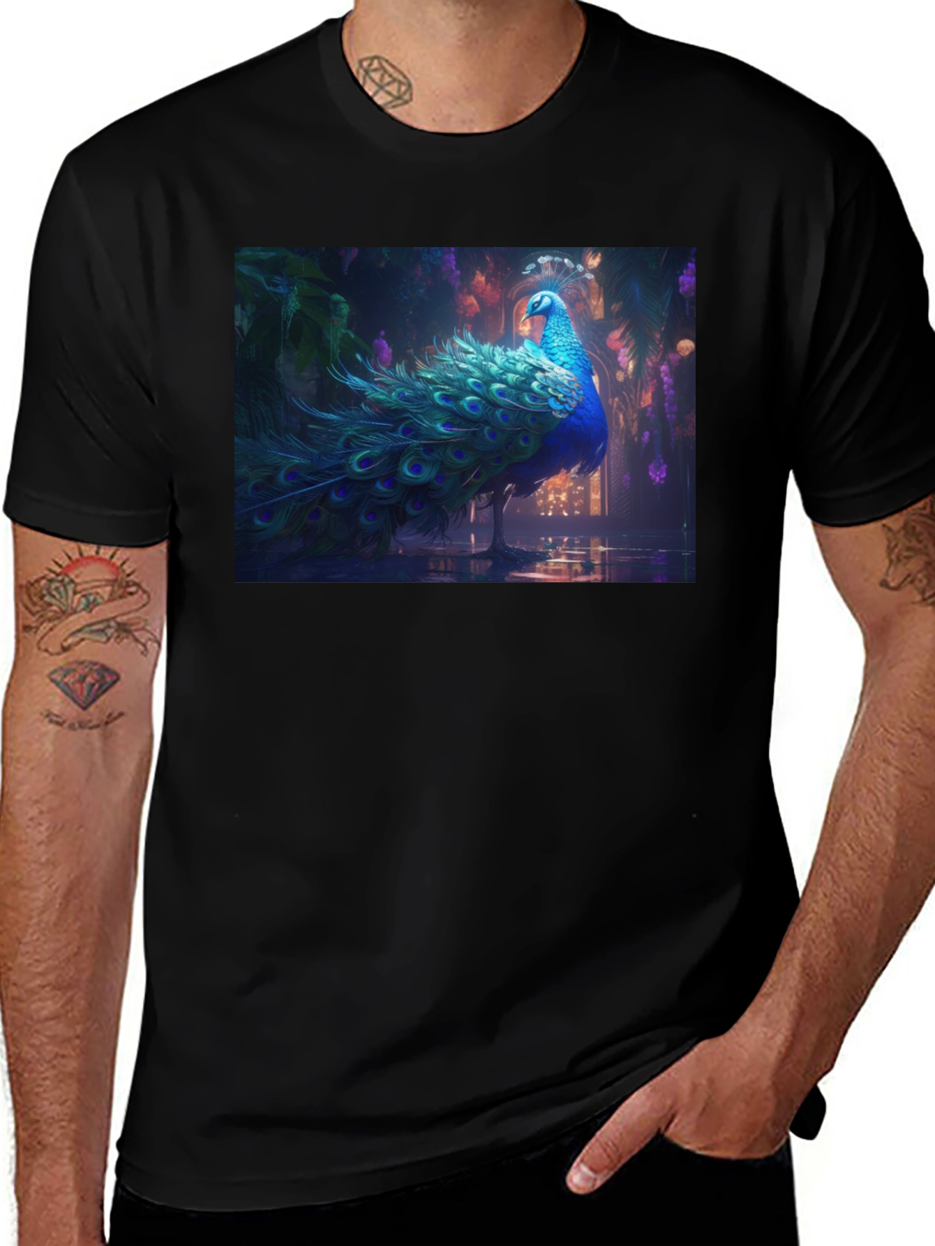 Variant 7 of Peacock Graphic Tee - Stylish Men's T-Shirt
