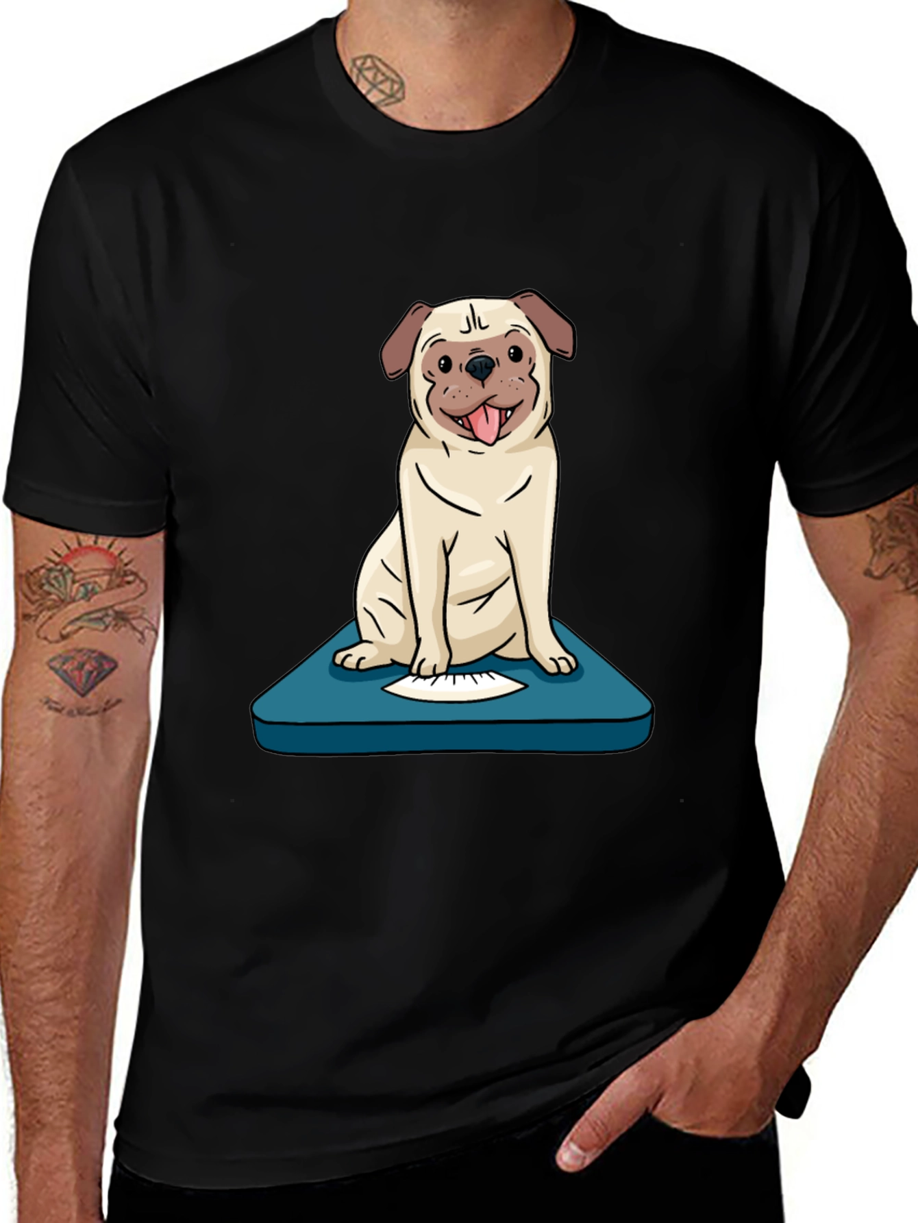 Variant 21 of Pug on Scale Graphic Tee - Unisex Black T-Shirt