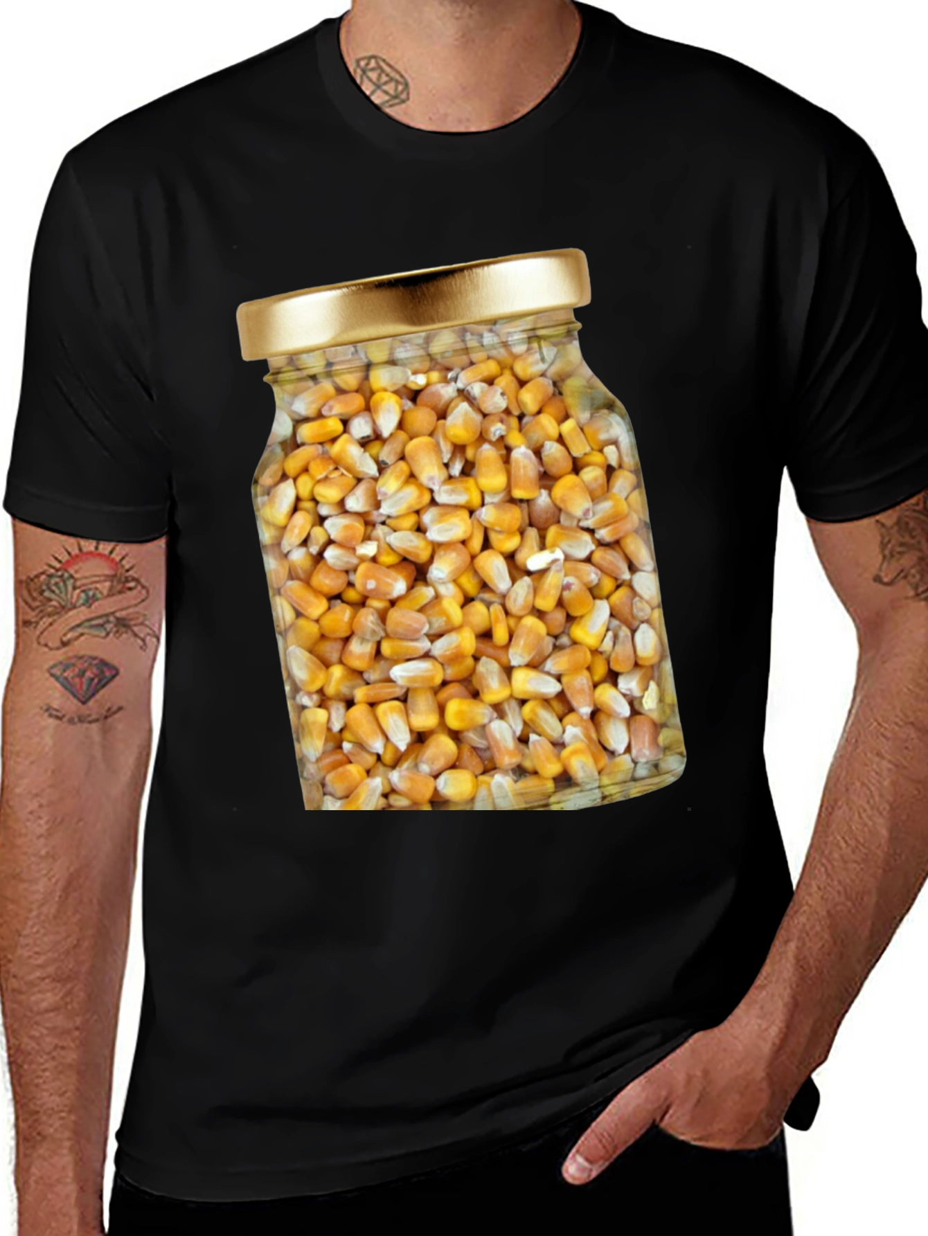 Variant 8 of Corn Jar Graphic Tee - Black Casual T-Shirt