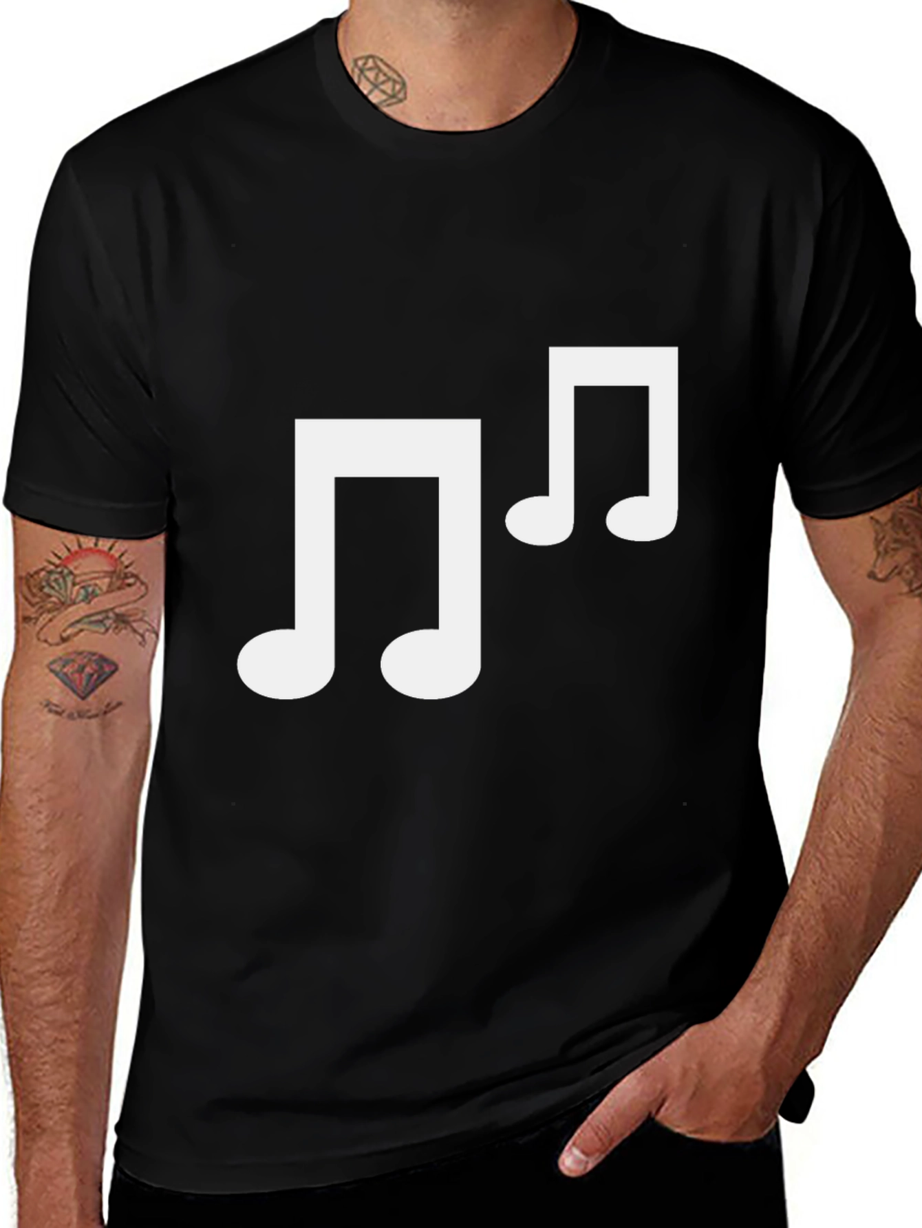 Variant 12 of Musical Notes Graphic Tee - Stylish Black T-Shirt
