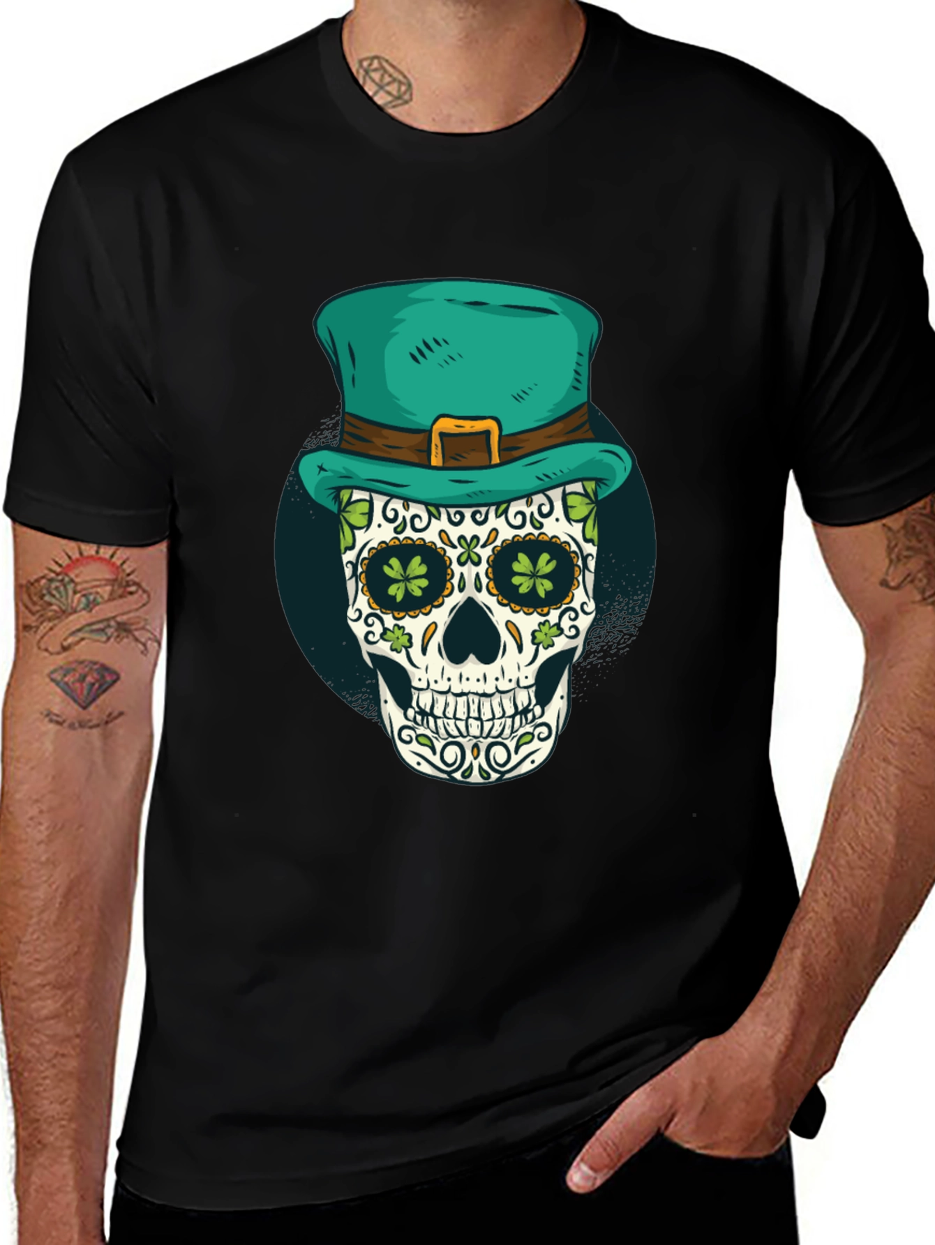St. Patrick's Day Sugar Skull Graphic Tee