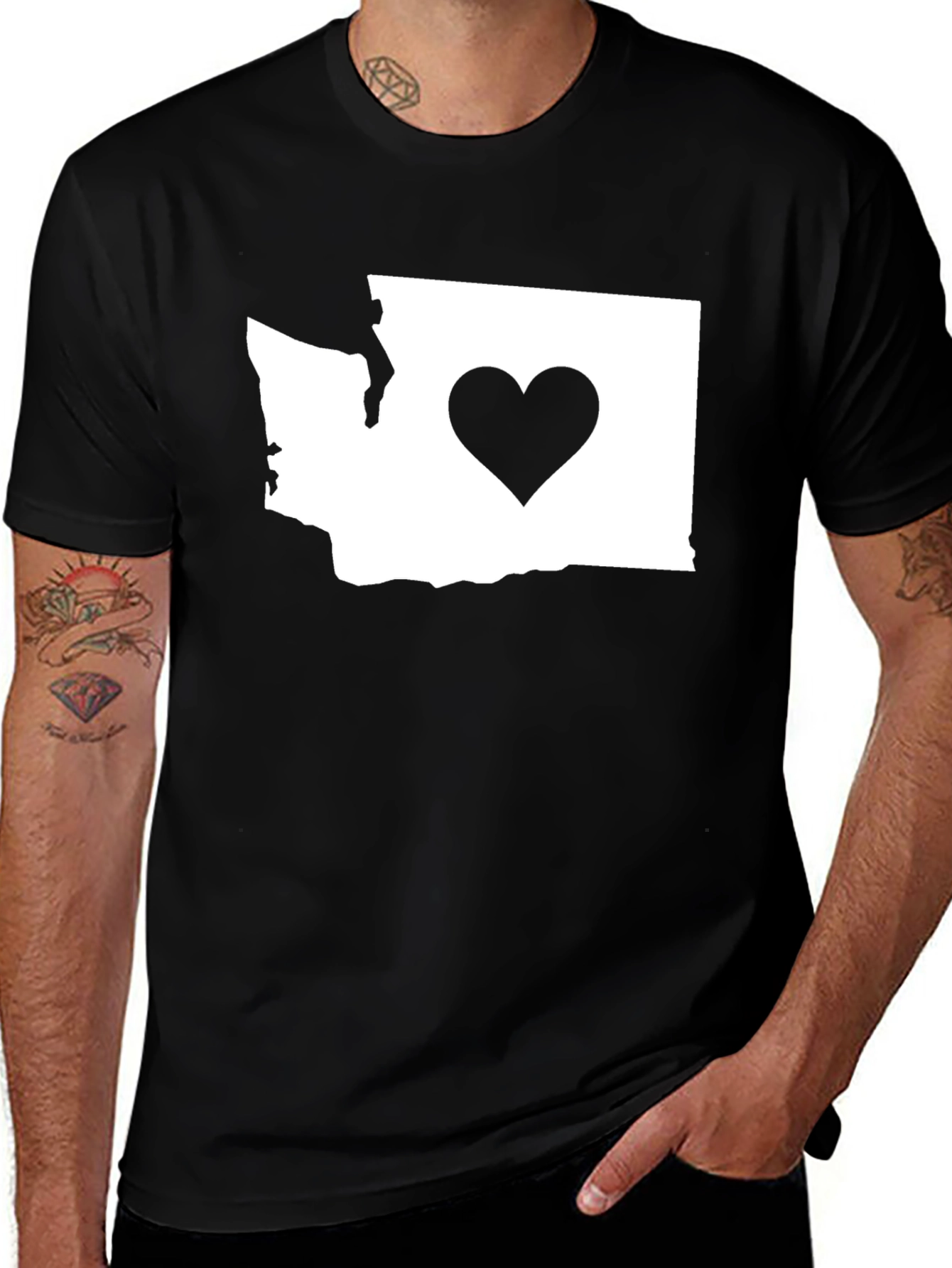 Black Washington State Heart T-Shirt - Black main image