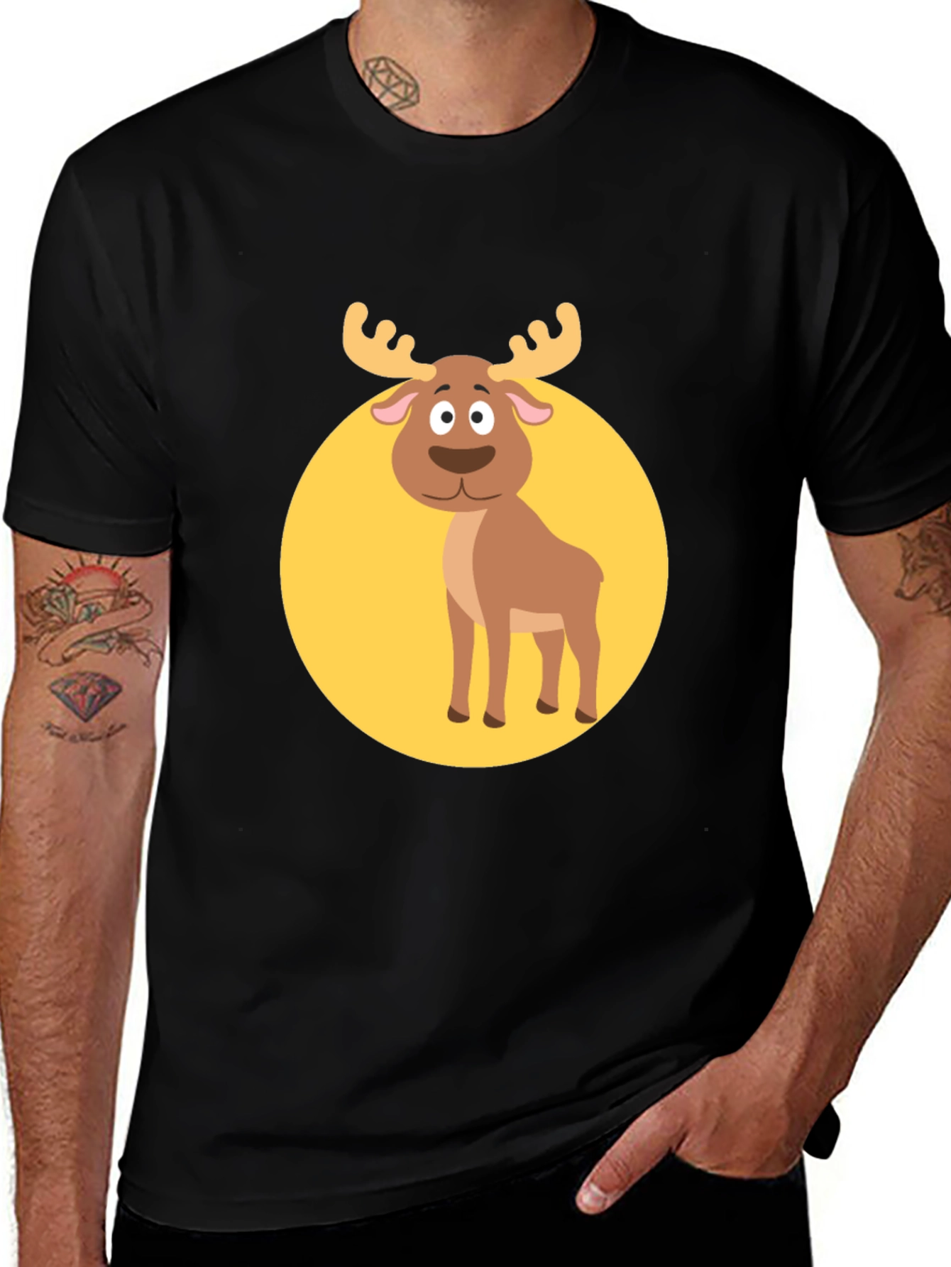 Variant 8 of Funny Moose Graphic Tee -  Black T-Shirt