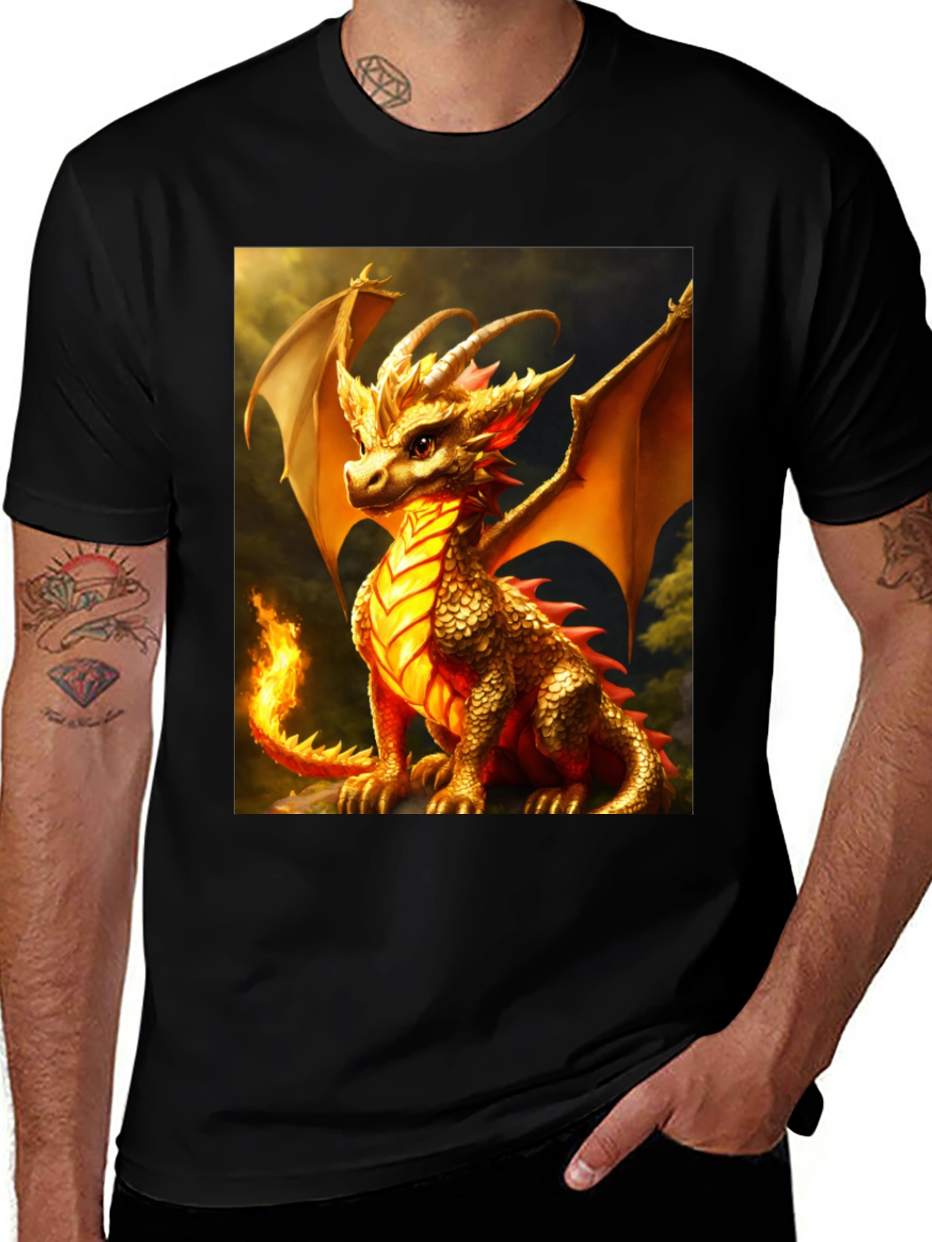Black Dragon Graphic Tee - Black Cotton Blend T-Shirt main image